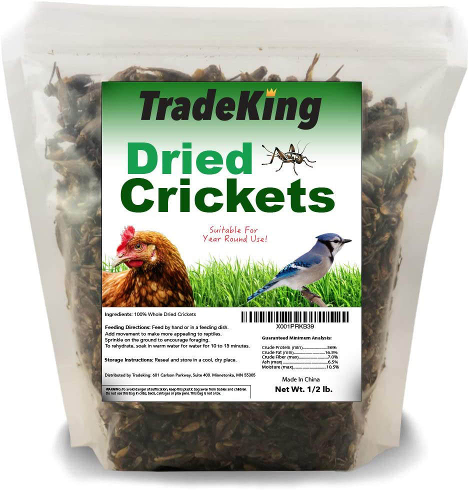 Tradeking Natural Dried Crickets - Food for Bearded Dragons, Wild Birds, Chicken, Fish, & Reptiles - (8 Oz Resealable Bag) - Veterinary Certified Animals & Pet Supplies > Pet Supplies > Reptile & Amphibian Supplies > Reptile & Amphibian Food TradeKing   