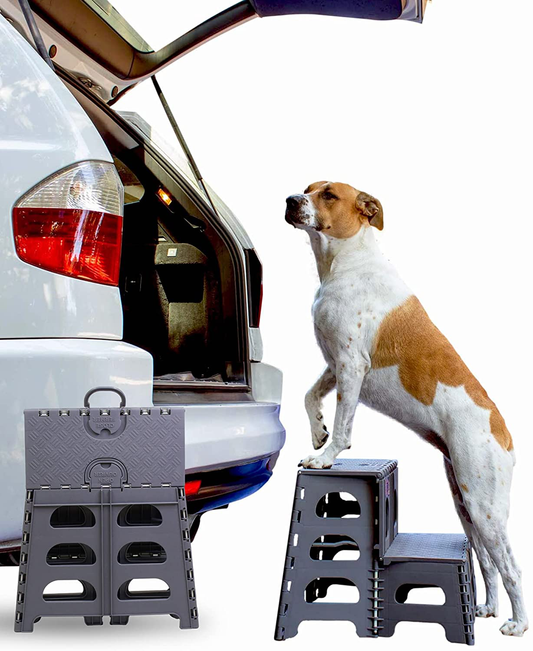 Folding Portable Dog Steps for Large, Medium and Small Doggies - Indoor Outdoor Pet Stairs Ideal for High Bed, Car, SUV & More Animals & Pet Supplies > Pet Supplies > Dog Supplies > Dog Treadmills Silly Millie Pet Products   
