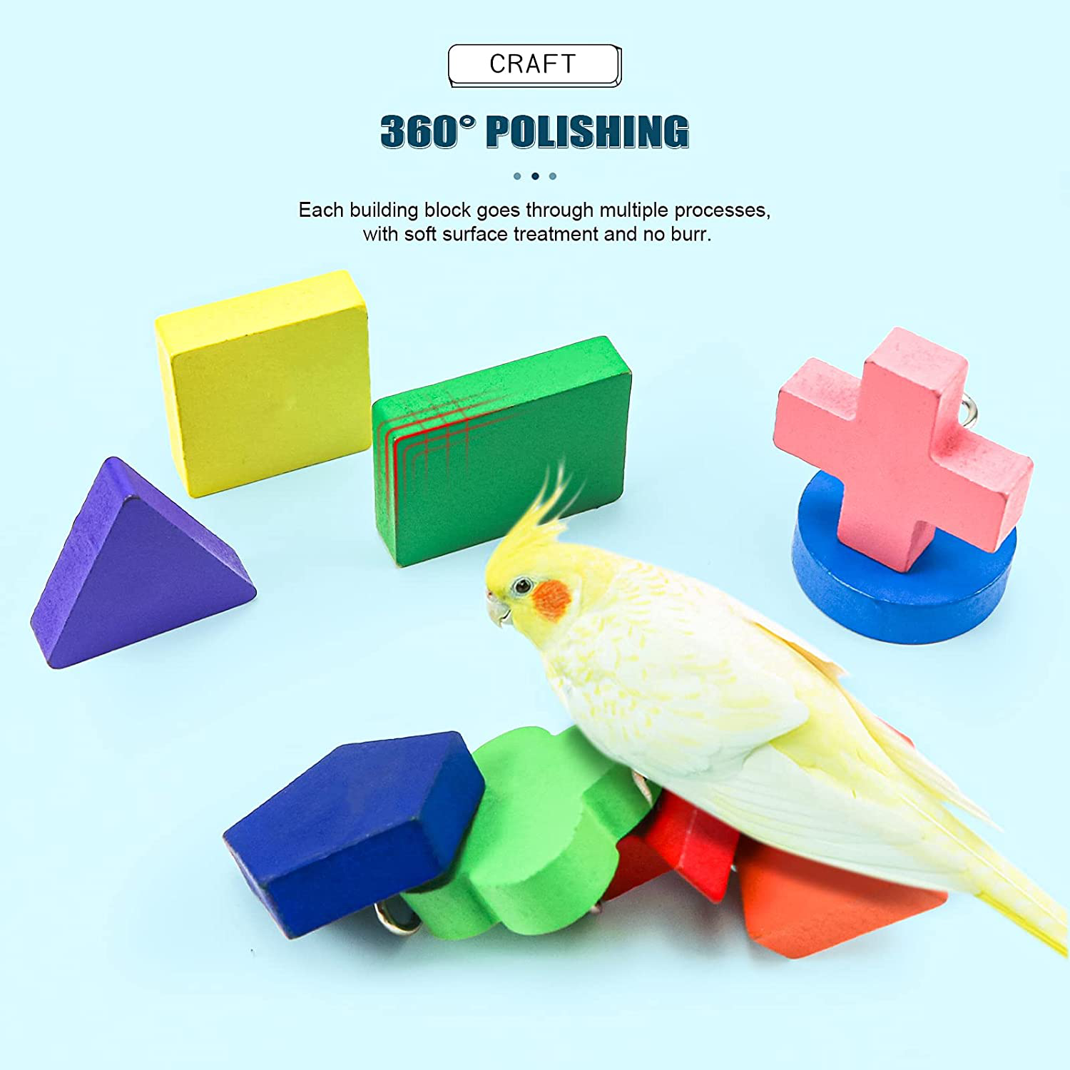 Suruikei 5 Pcs Bird Training Toys, Colorful Wooden Bird Block Puzzle Toy Parrot Swing Perch Wooden Activity Play Gym Exercise Bird Intelligence Toy for Parrots Conure Cockatile Lovebird Budgie Animals & Pet Supplies > Pet Supplies > Bird Supplies > Bird Gyms & Playstands suruikei   