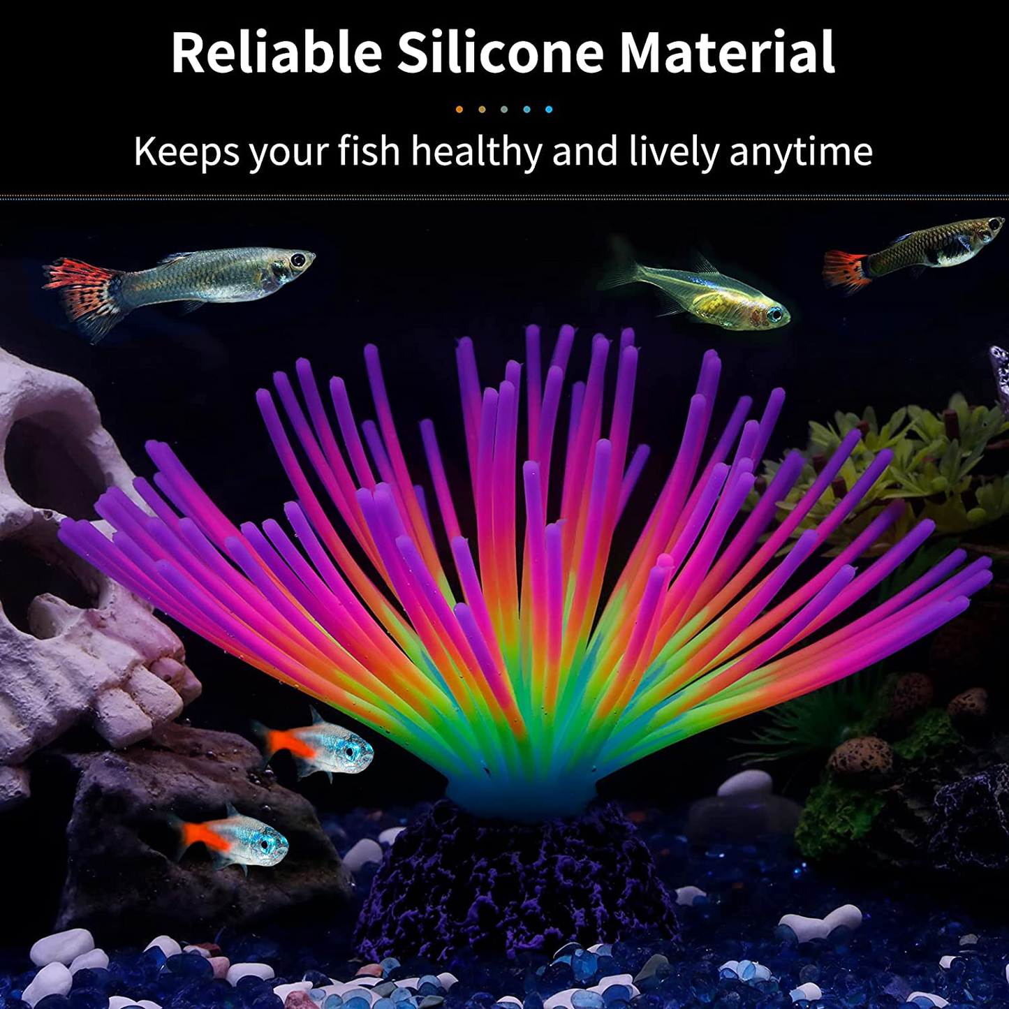 Uniclife Aquarium Imitative Rainbow Sea Urchin Ball Artificial Silicone Ornament with Glowing Effect for Fish Tank Landscape Decoration Rainbow/Green/Blue Animals & Pet Supplies > Pet Supplies > Fish Supplies > Aquarium Decor Uniclife   