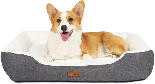 JOHNPEY Dog Beds for Medium Dogs up to 50 Lbs, Comfortable and Fluffy Dog Bed, Durable and Machine-Washable, Dark Gray Animals & Pet Supplies > Pet Supplies > Dog Supplies > Dog Beds JOHNPEY DarkGrey M(32"x24"x6.7") 