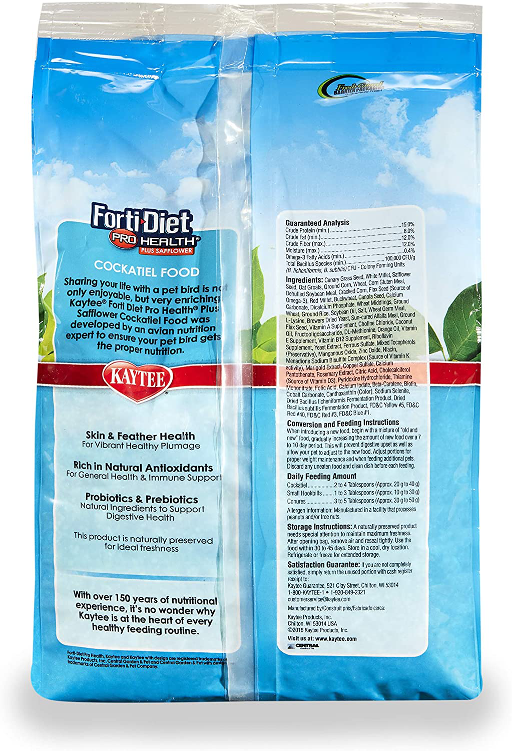 Kaytee Forti-Diet Pro Health Cockatiel Food with Safflower Animals & Pet Supplies > Pet Supplies > Bird Supplies > Bird Food Kaytee   