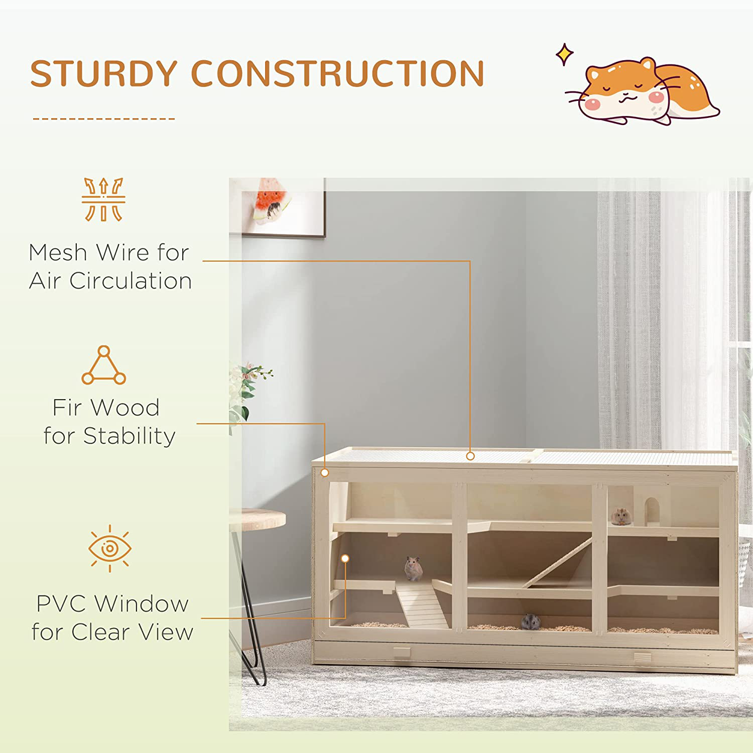 Pawhut Wooden Hamster Cage Hutch and Exercise Play House Pen with Large Lockable Opening Roof Door, Natural Wood Animals & Pet Supplies > Pet Supplies > Small Animal Supplies > Small Animal Habitats & Cages PawHut   