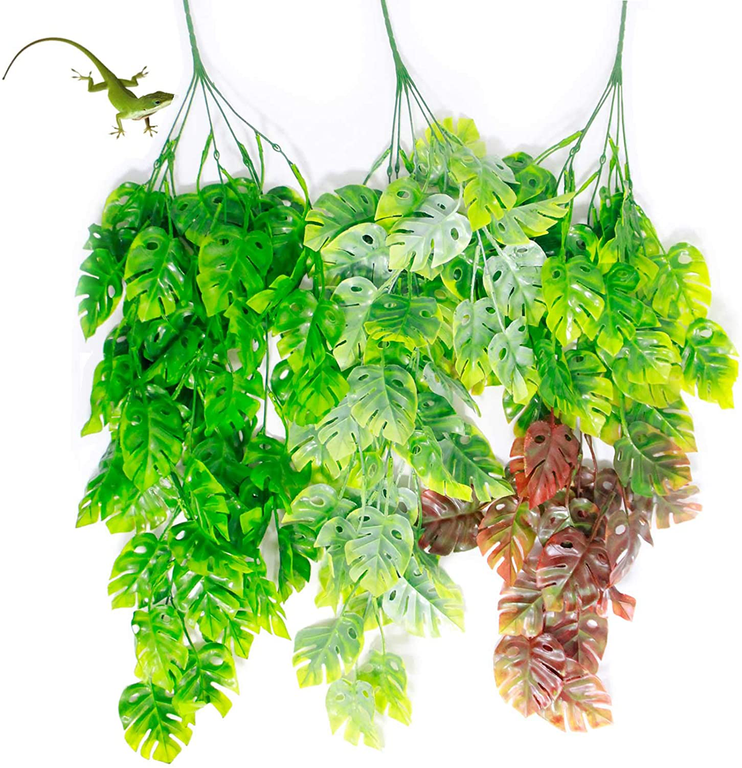 PINVNBY Reptile Plants Hanging Terrarium Plastic Fake Vines Lizards Climbing Decor Tank Habitat Decorations with Suction Cup for Bearded Dragons Geckos Snake Hermit Crab 3PCS Animals & Pet Supplies > Pet Supplies > Reptile & Amphibian Supplies > Reptile & Amphibian Habitats PINVNBY   