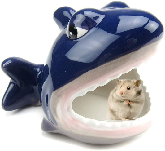 Gutongyuan Small Animal Ceramic Critter Bath, Ideal for Dwarf Hamsters and Gerbils, Pet Hideout Hut Cave Animals & Pet Supplies > Pet Supplies > Small Animal Supplies > Small Animal Habitats & Cages gutongyuan Shark  