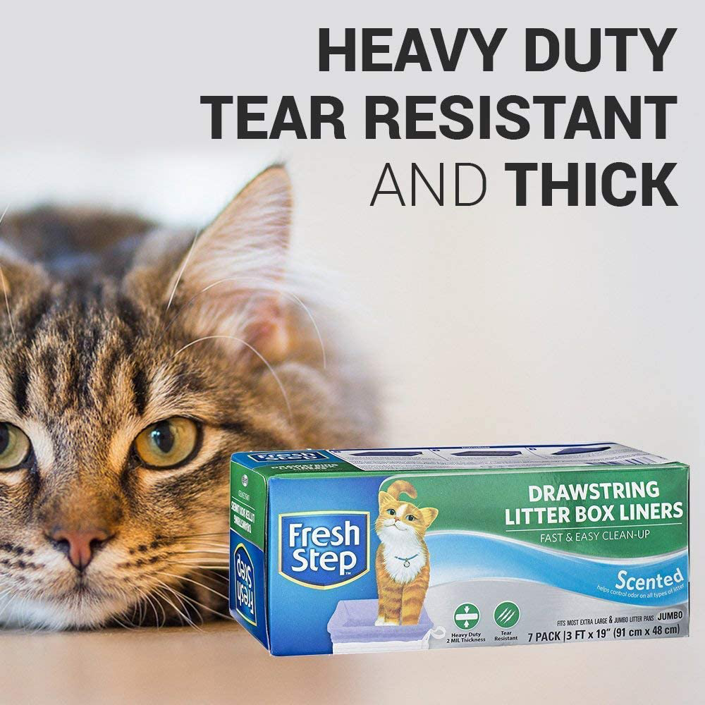 Fresh Step Drawstring Large Litter Box Liners | Heavy Duty Liners for Cat Litter Box | Scented & Unscented Available | Quick & Easy Cleanup, Scented, Large - 3 Pack Animals & Pet Supplies > Pet Supplies > Cat Supplies > Cat Litter Box Liners Fresh Step   