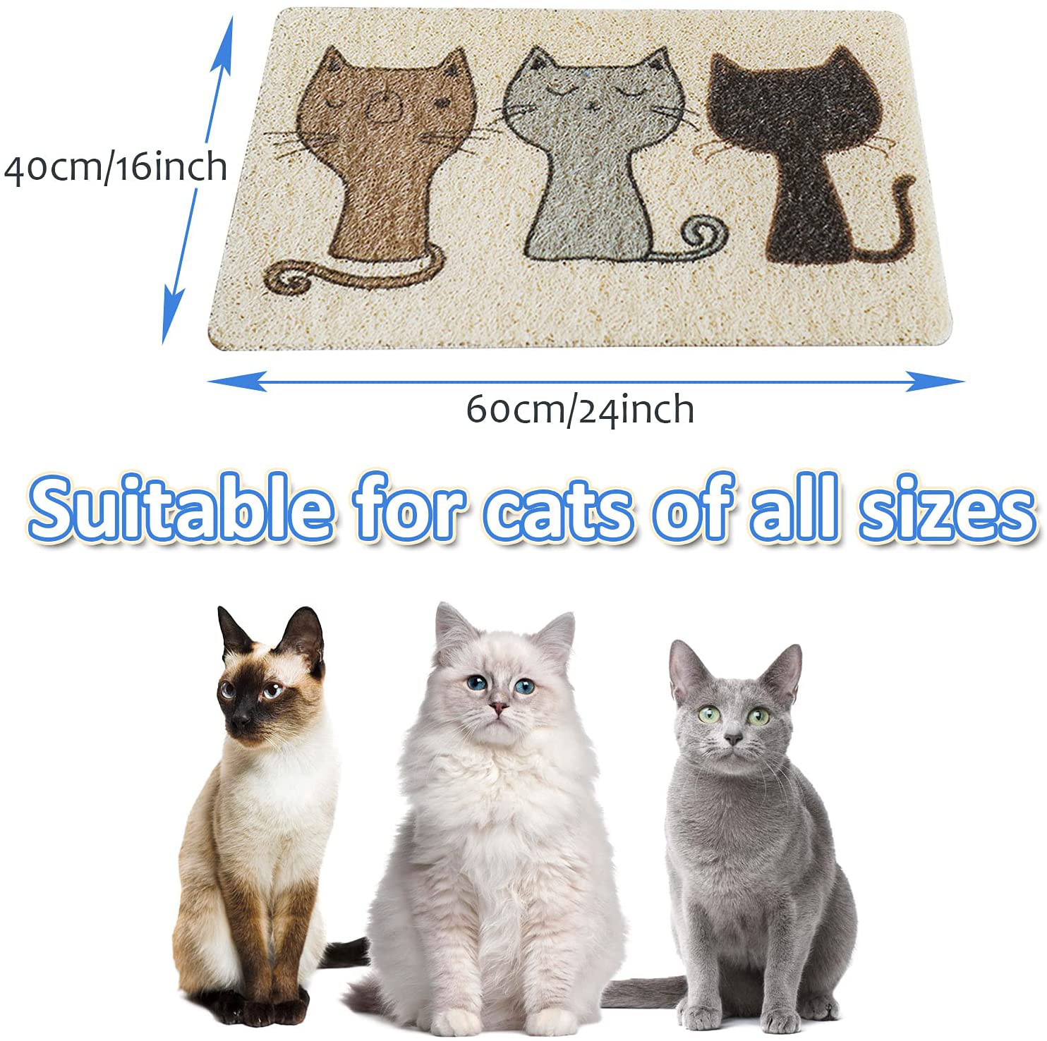 Cat Litter Mat, Cute Kitty Food Feeding Catching Placemat, Durable Pet Litter Rug for Cats, Dogs, Comfortable Kitten Litter Trapping Pad, under Litter Box Mat Soft on Paws, Easy Clean Scatter Control