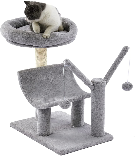 SUPERJARE Cat Tree with Plush Perchs, Indoor Cat Play Tower with 2 Dangling Balls, Kitten Activity Center with Scratching Board & Posts Animals & Pet Supplies > Pet Supplies > Cat Supplies > Cat Furniture SUPERJARE Gray  