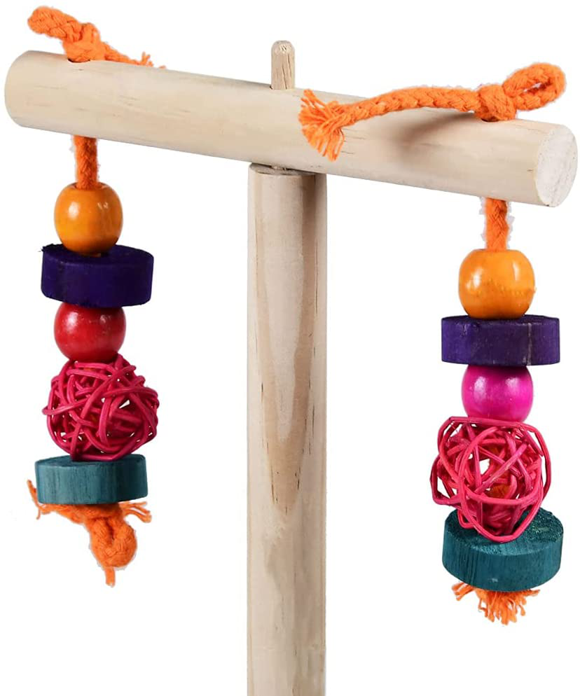 Mrli Pet Play Stand for Birds-Parrot Playstand Bird Play Stand Cockatiel Playground Wood Perch Gym Playpen Ladder with Feeder Cups Toys Exercise Play Animals & Pet Supplies > Pet Supplies > Bird Supplies > Bird Gyms & Playstands Mrli Pet   