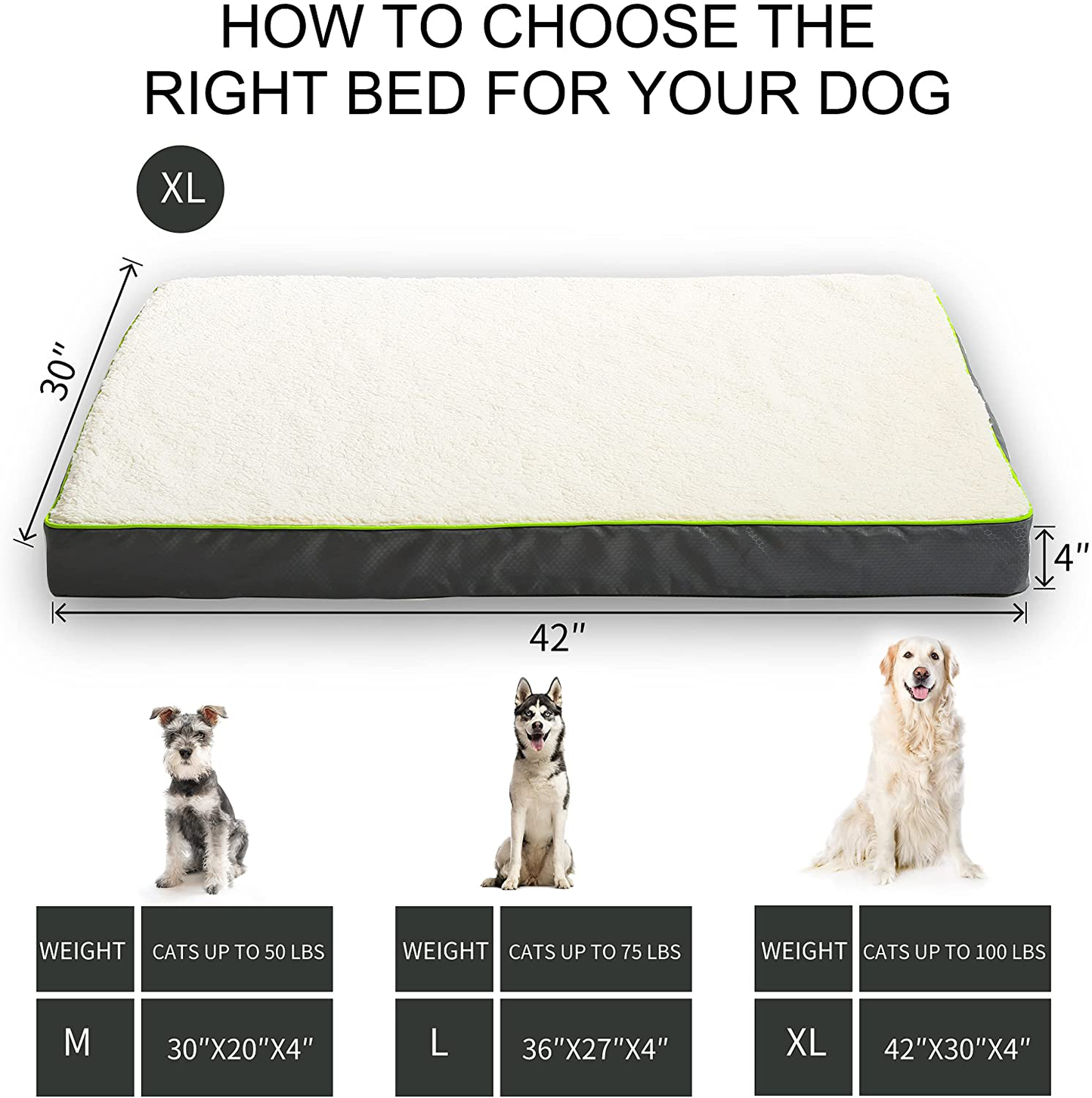 Hardy Buddy Oxford Egg Crate Foam Dog Bed for Small, Medium, Large Dogs, Thick Pet Bed Waterproof Mattress with Removable Washable Cover, Non-Slip Bottom