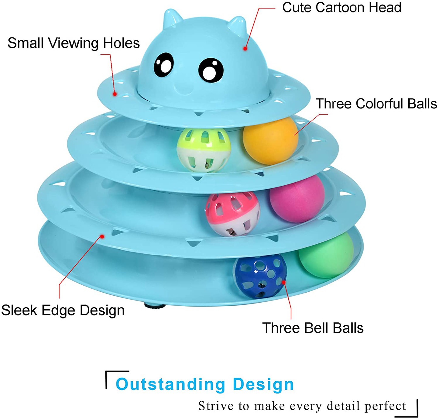 UPSKY Cat Toy Roller 3-Level Turntable Cat Toys Balls with Six Colorful Balls Interactive Kitten Fun Mental Physical Exercise Puzzle Kitten Toys. Animals & Pet Supplies > Pet Supplies > Cat Supplies > Cat Toys UPSKY   