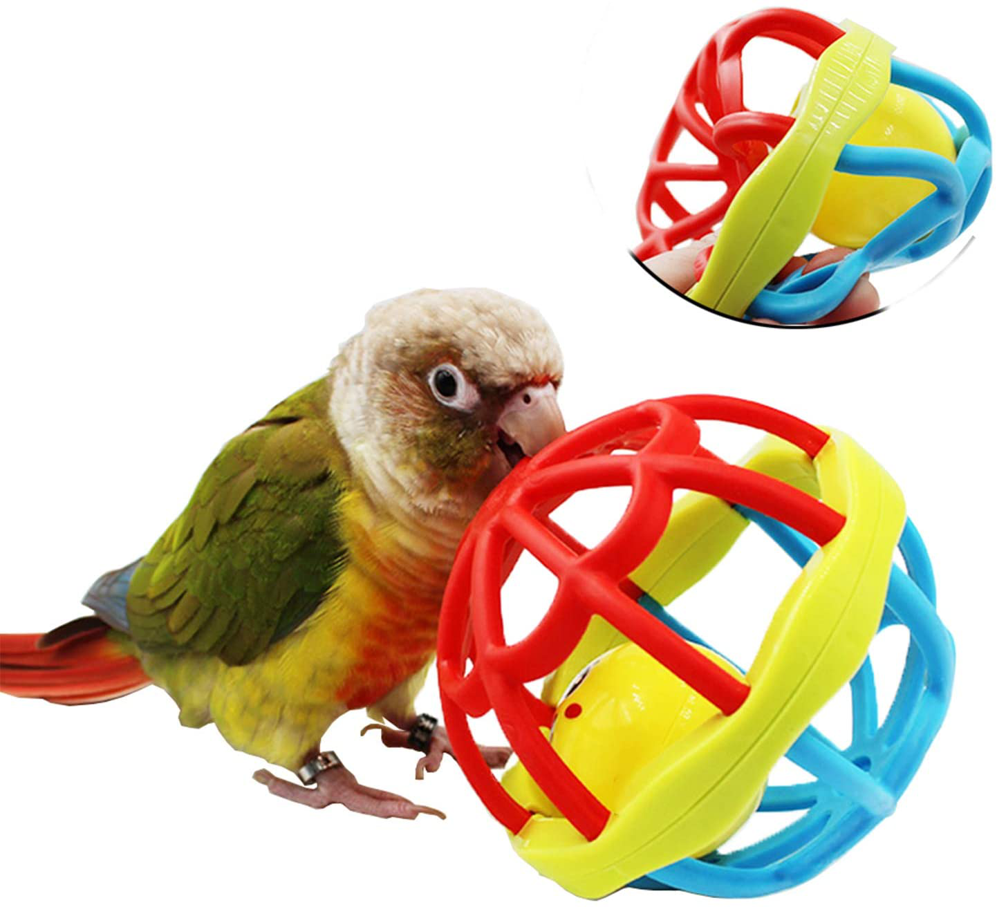 Bird Ball Foot Talon Toy for Chewing Training，Parrots Treat Tabletop Puzzle Ball Toy，Soft Rubber Bird Grinding Beak Ball，Bird Cage Playpen Gym Playground Decor for Cockatiels Conures African Grey Animals & Pet Supplies > Pet Supplies > Bird Supplies > Bird Gyms & Playstands QBLEEV   