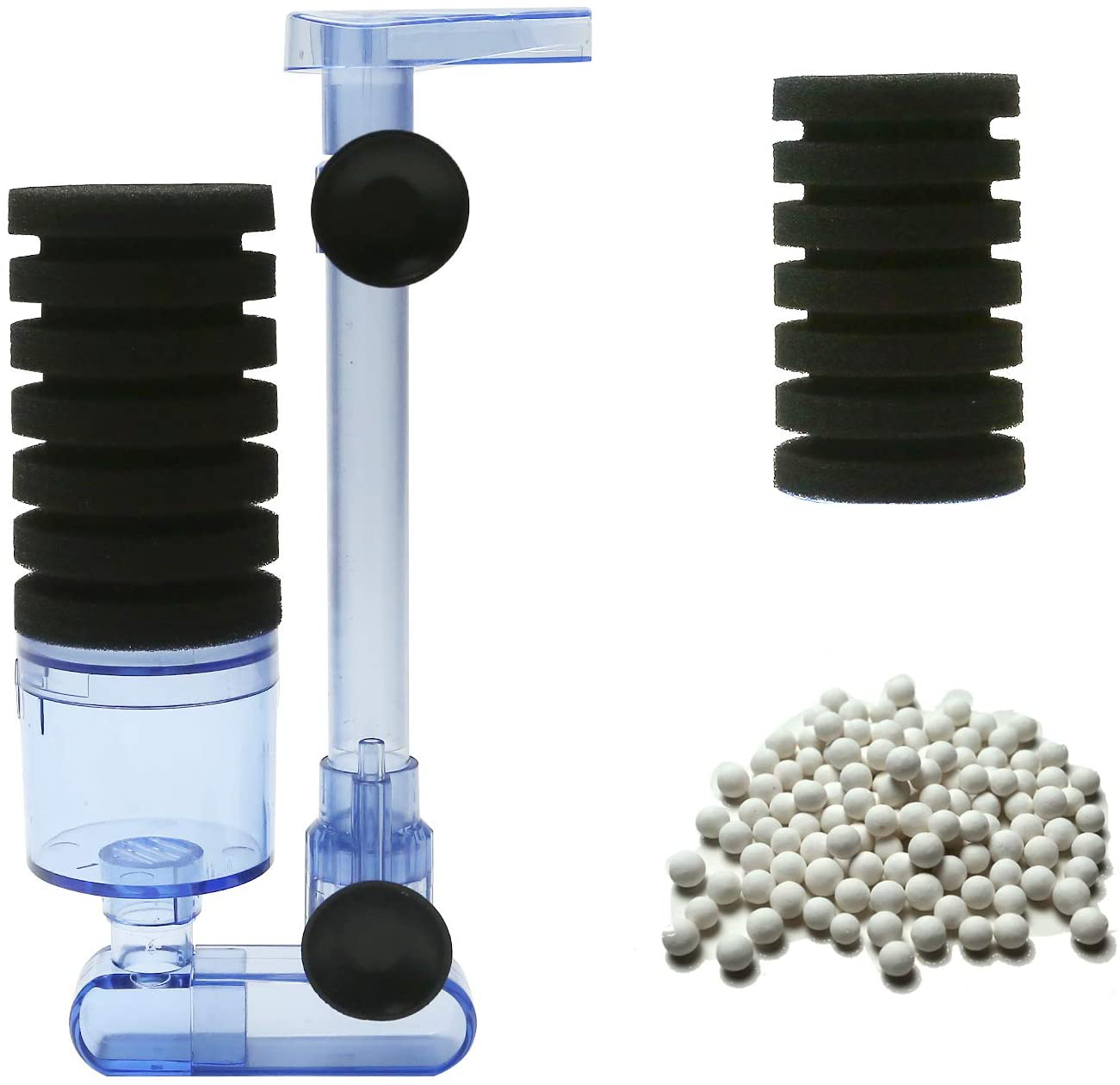 UPETTOOLS Aquarium Biochemical Sponge Filter, Ultra Quiet Aquarium Air Pump Bio Sponge Fish Tank Foam Filter Comes with 4/2 Spare Sponges 4/2 Bag of Bio Ceramic Media Balls Animals & Pet Supplies > Pet Supplies > Fish Supplies > Aquarium Fish Nets UPETTOOLS Black Single Sponge Filter  