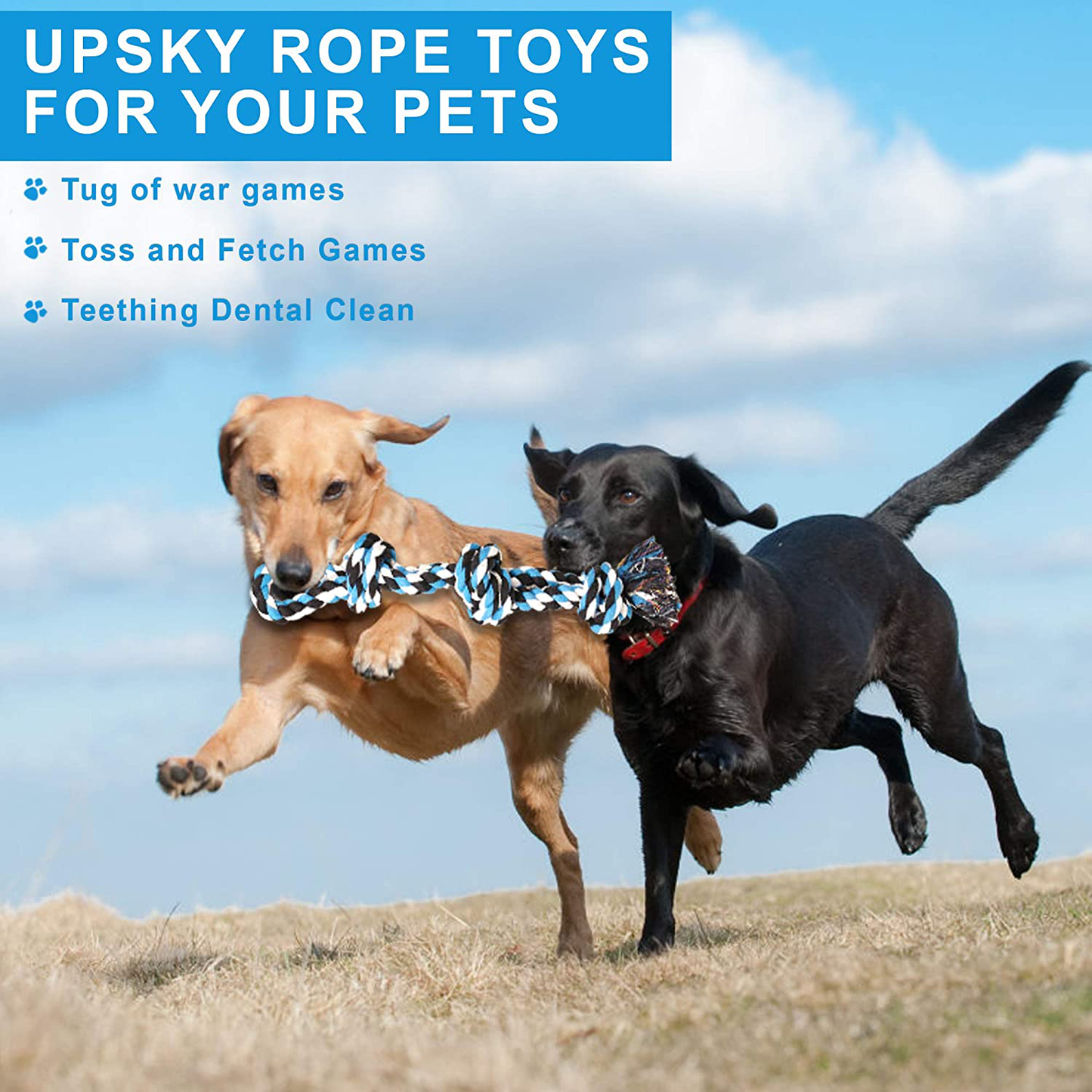 UPSKY Dog Rope Toys Dog Grinding Teeth 2 Nearly Indestructible Dog Toys, Rope Toy for Large Dogs, Dental Cleaning Chew Toys, Dog Tug Toy for Boredom, Dog Rope Toy for Aggressive Chewers (2 Packs) Animals & Pet Supplies > Pet Supplies > Dog Supplies > Dog Toys UPSKY   