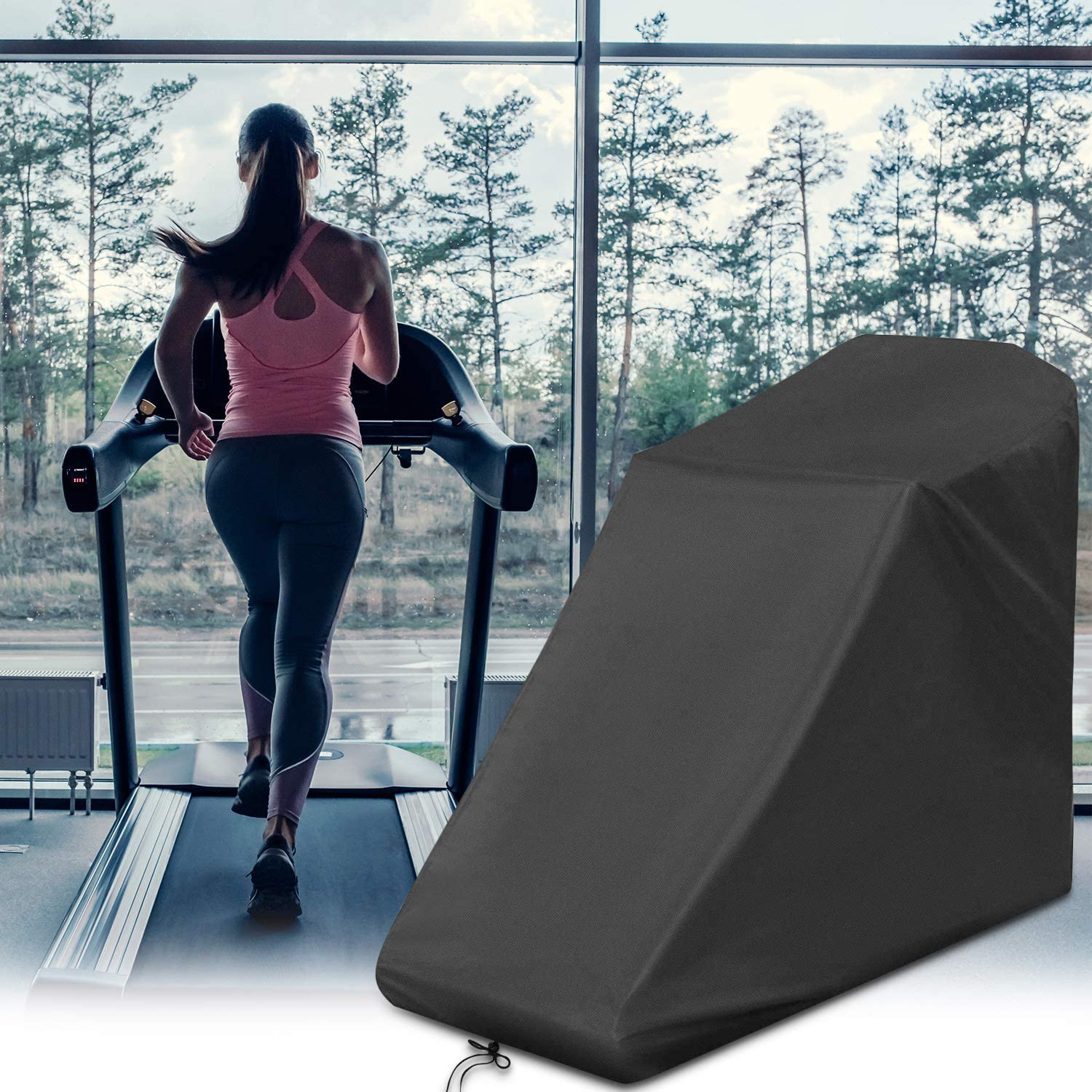 Bavnnro Treadmill Cover, Dustproof Waterproof Cover Fit for Home Non-Folding Running Machine Protective Cover with Drawstring for Indoor & Outdoor (Black,78 X 37 X 59 Inch) Animals & Pet Supplies > Pet Supplies > Dog Supplies > Dog Treadmills Bavnnro   