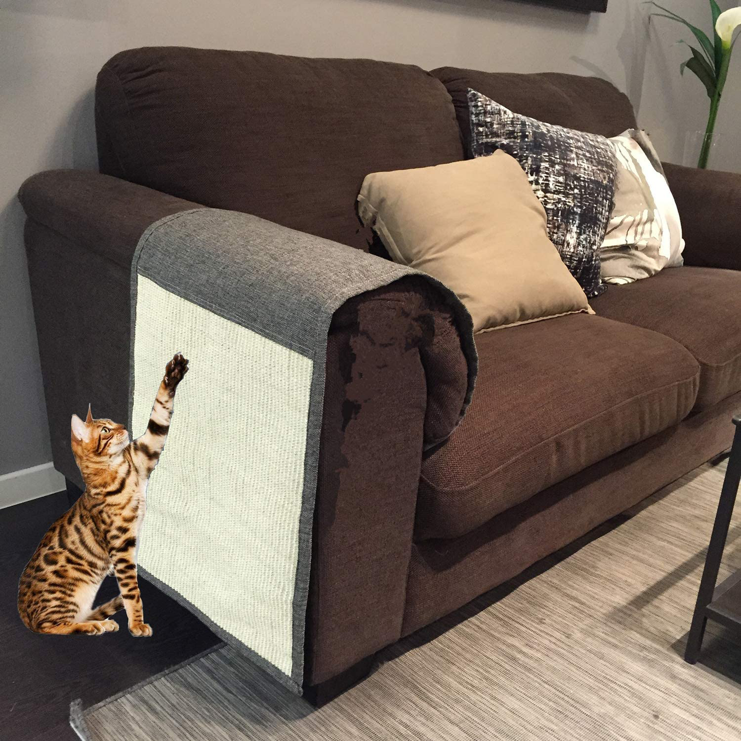 KECUCO Cat Scratching Mat, Natural Sisal Couch Protector for Cats, Cat Scratcher Sofa Cover to Prevent Furniture Scratch, Cat Couch Protector Guards Pet Scratch Protector and Sisal Sofa Shield Animals & Pet Supplies > Pet Supplies > Cat Supplies > Cat Furniture KECUCO   