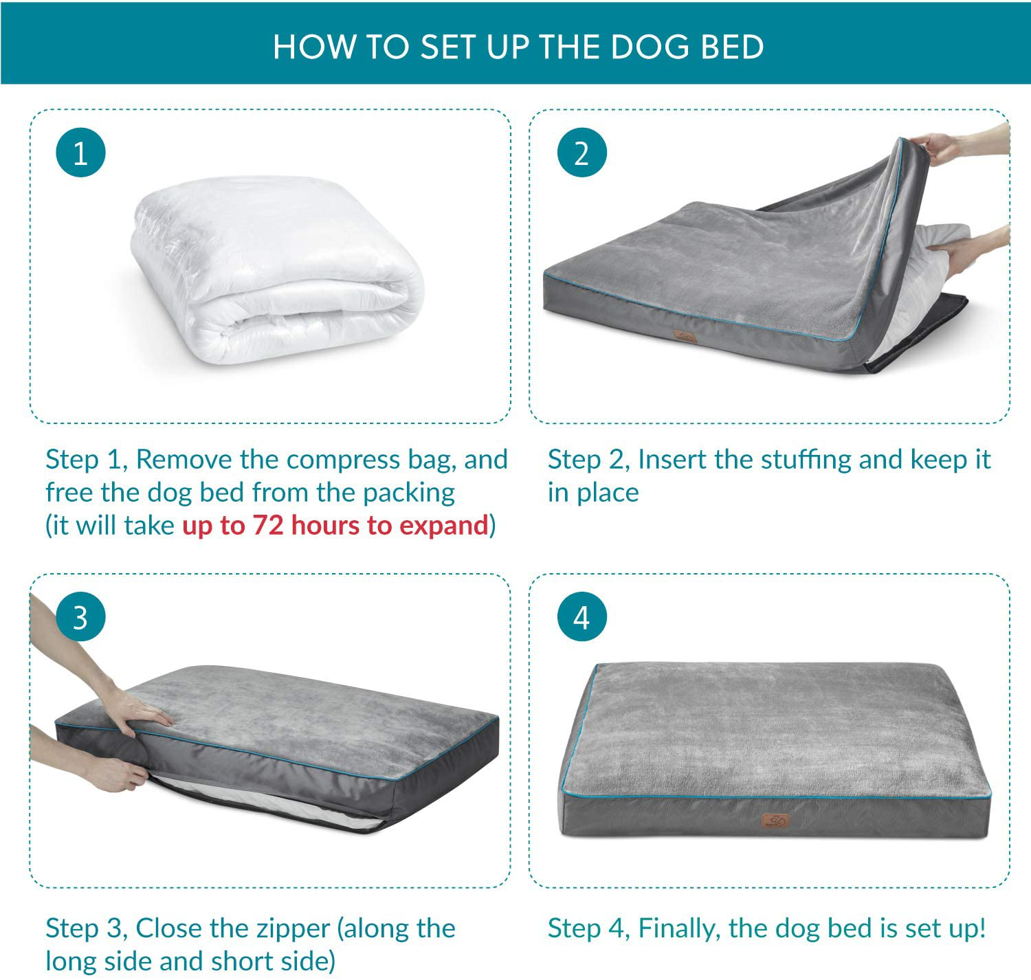 Bedsure Waterproof Dog Beds for Large Dogs - Large Dog Bed with Washable Cover, Pet Bed Mat Pillows for Medium, Extra Large Dogs