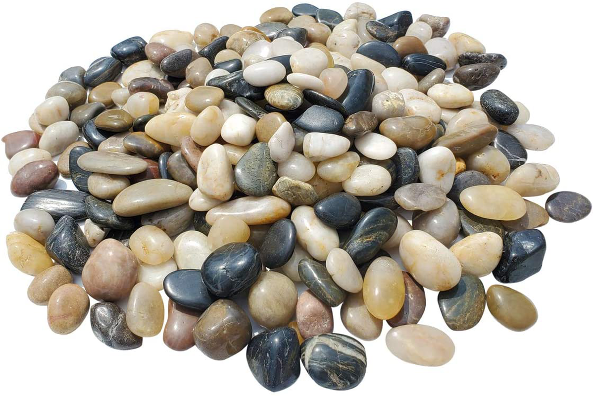 SINYUM 5 Pounds Aquarium Gravel River Rock - Natural Polished Decorative Gravel, Small Decorative Pebbles, Mixed Color Stones,For Aquariums, Landscaping, Vase Fillers