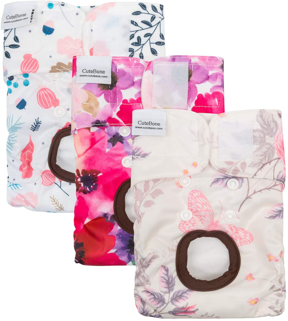 Cutebone Dog Diapers Female Reusable 3 Pack for Doggie in Heat