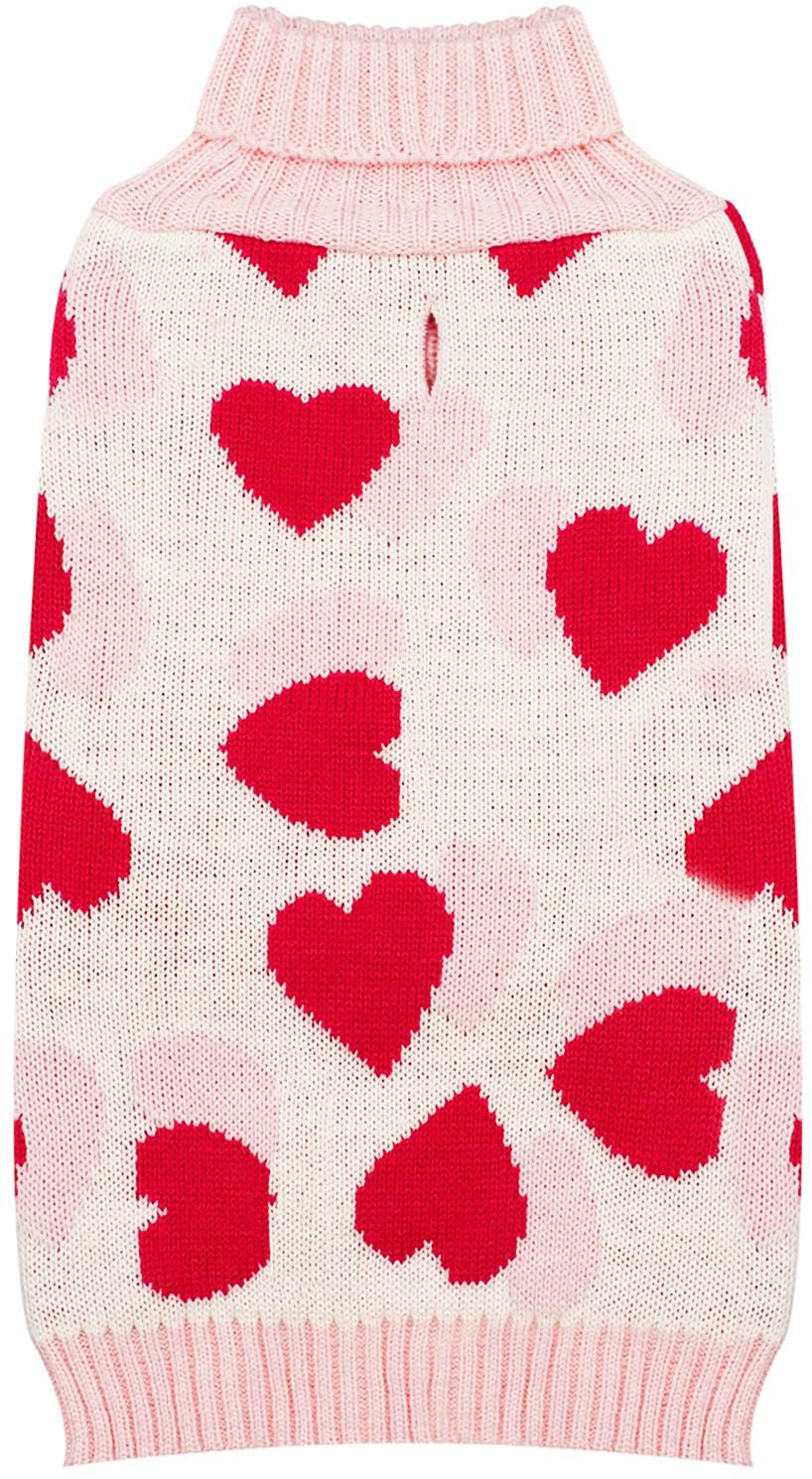 KYEESE Valentine'S Day Dog Sweaters New Year with Leash Hole Pink Hearts Pattern Pullover Dog Knitwear Animals & Pet Supplies > Pet Supplies > Dog Supplies > Dog Apparel KYEESE Valentine's Day XX-Large (Pack of 1) 