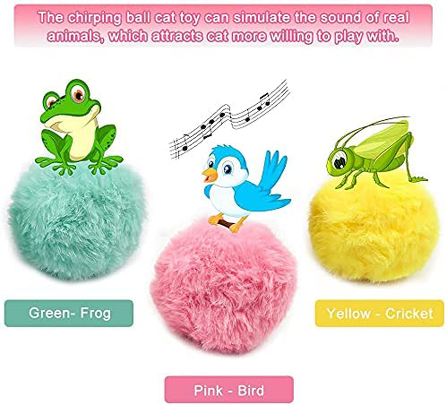 Pomeww Cat Toy Balls, Sing Ball, 3 Pcs, Upgrade Kitten Plush Ball, Newest Lifelike Animal Chirping Sounds-Bird Frog and Cricket, Built-In Catnip, Interactive Cat Kicker Toys for Indoor. Animals & Pet Supplies > Pet Supplies > Cat Supplies > Cat Toys PomeWW   