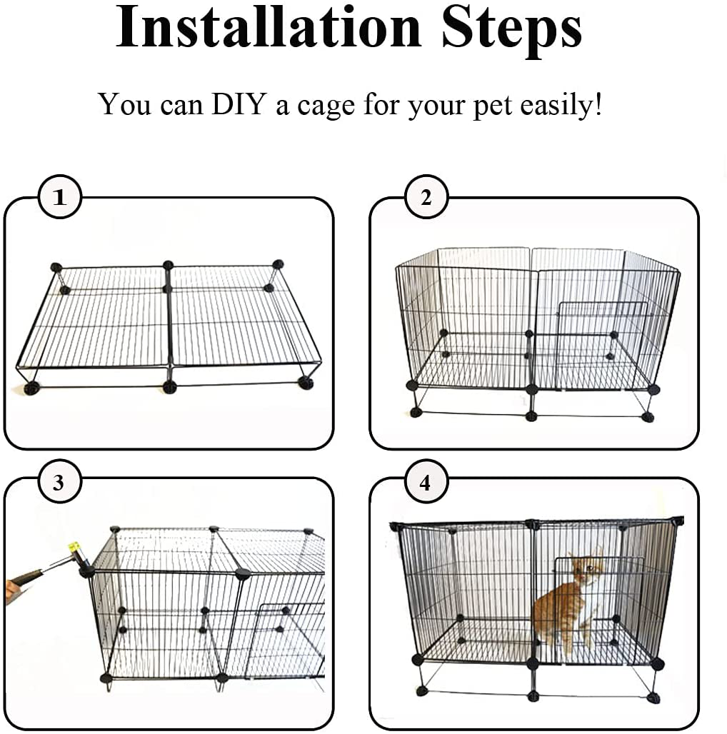 Pet Cage with Metal Wire Grid, DIY Small Animal Cage Indoor for Guinea Pigs, Rabbits, Cat Animals & Pet Supplies > Pet Supplies > Small Animal Supplies > Small Animal Habitats & Cages WSHouse   