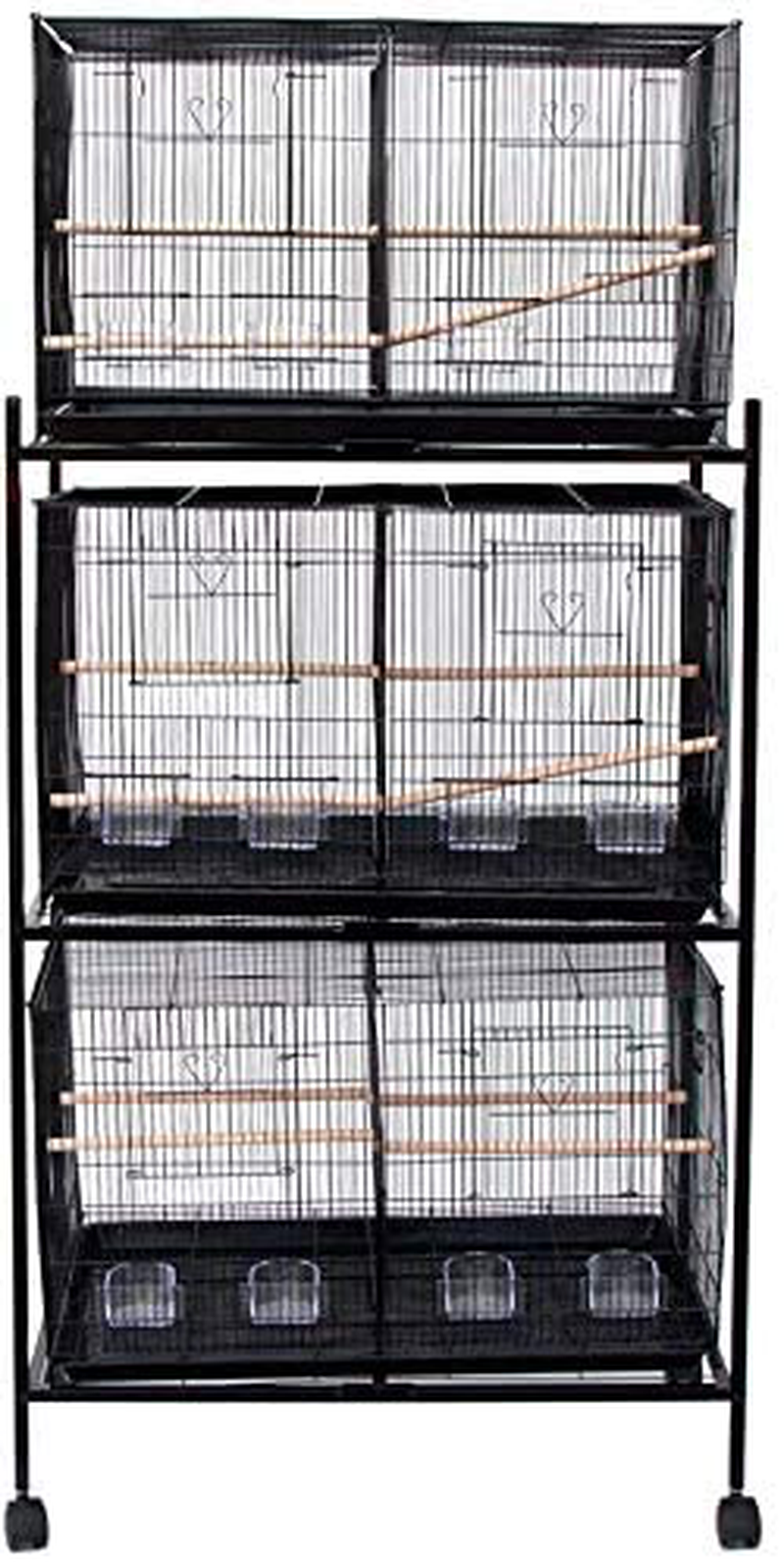 Seny Set of 3 Breeding Bird Carrier Cage with Central Dividor L30Xw18Xh18 on Stand Animals & Pet Supplies > Pet Supplies > Bird Supplies > Bird Cages & Stands Seny   