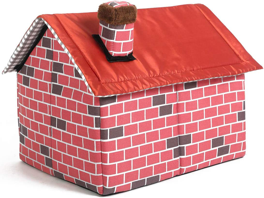 Ushang Pet Indoor Dog House for Small & Medium & Large Dogs, Red Brick Warm House for Cat & Dog Beds with Soft Pillow Animals & Pet Supplies > Pet Supplies > Dog Supplies > Dog Houses Ushang Pet   