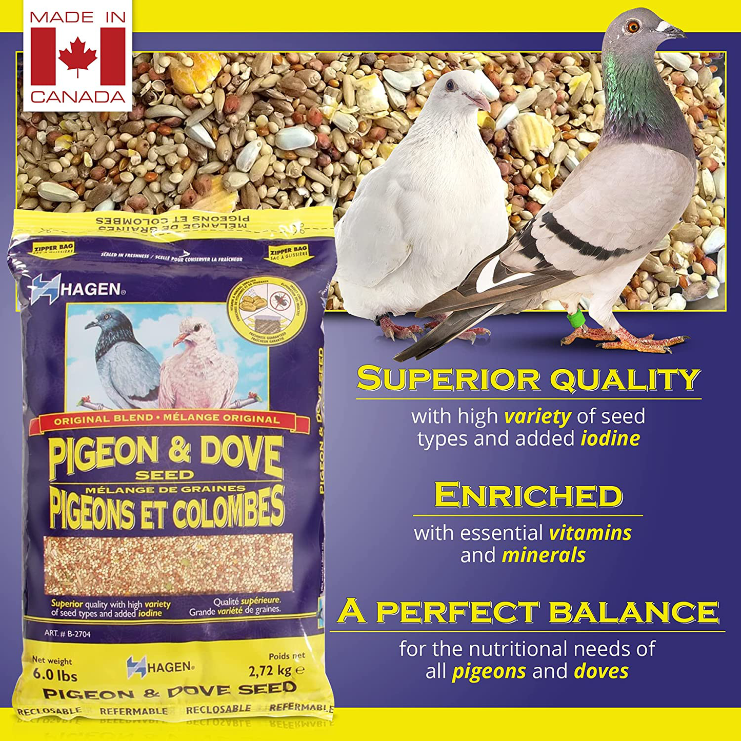 Hagen Pigeon & Dove Seed, Nutritionally Complete Bird Food Animals & Pet Supplies > Pet Supplies > Bird Supplies > Bird Food Hagen   