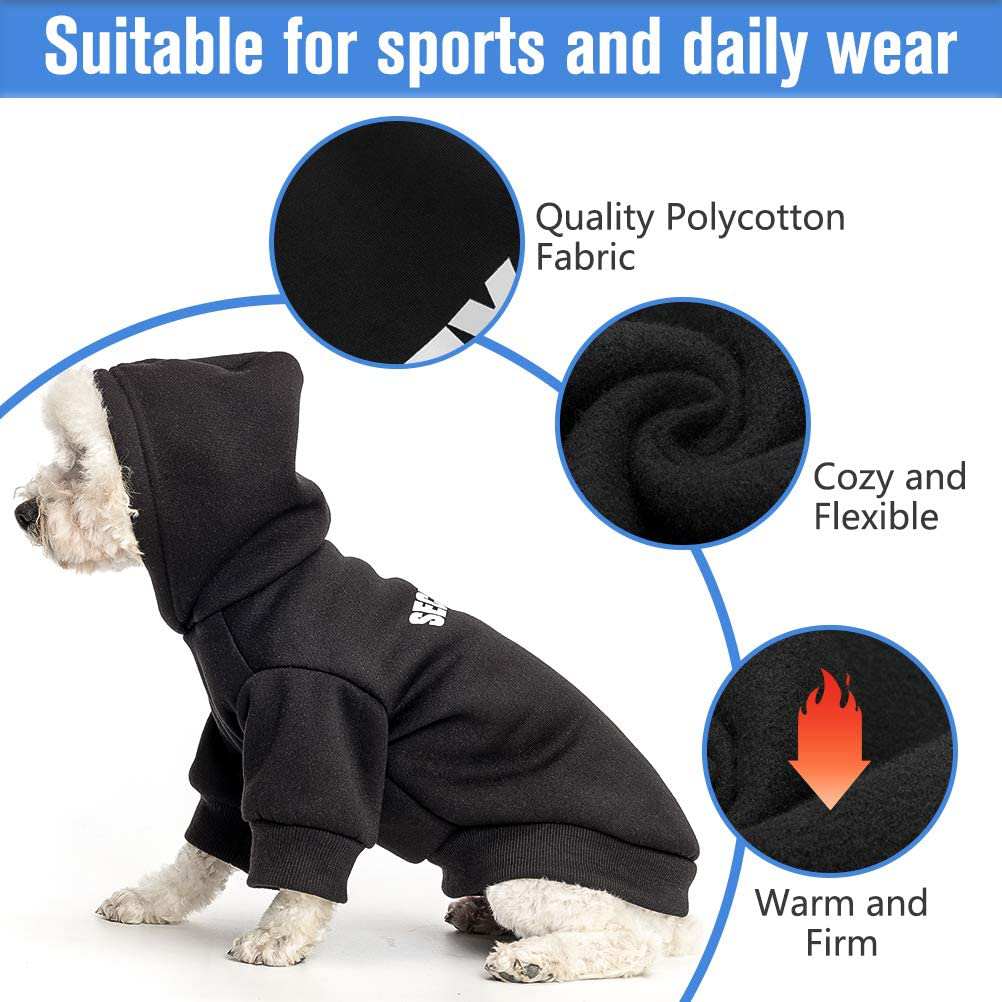 Dog Hoodie Pet Clothes - Security Printed Pet Sweaters with Hat Soft Cotton Coat Winter for Small Medium Large Dogs Cats