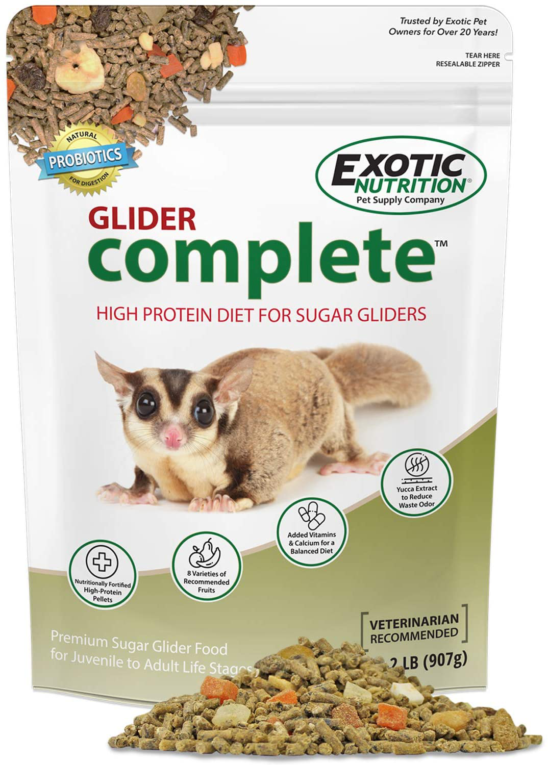 Glider Complete - Healthy High Protein Nutritionally Complete Staple Diet Sugar Glider Food (2 Lb) Animals & Pet Supplies > Pet Supplies > Small Animal Supplies > Small Animal Food Exotic Nutrition 2 lb  