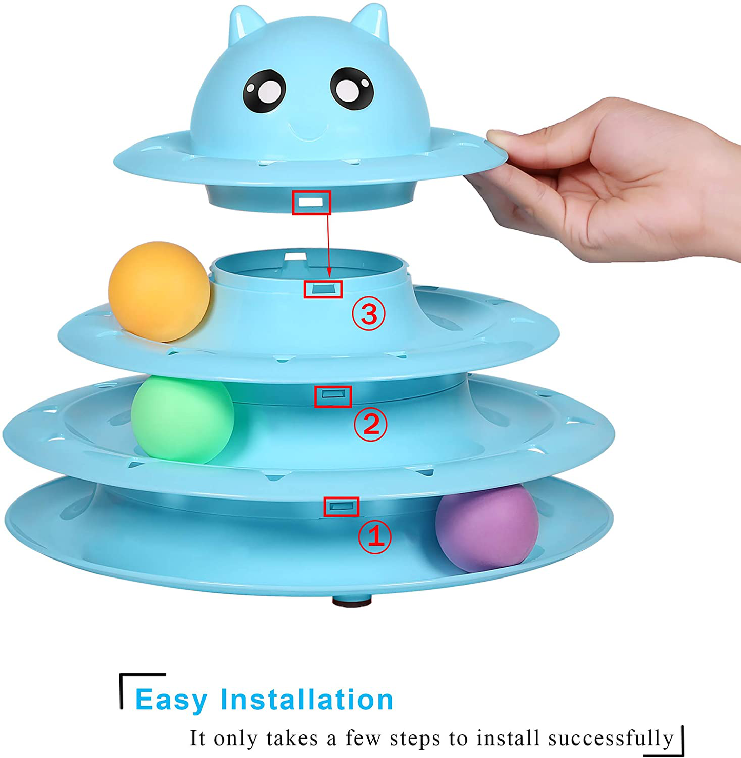 UPSKY Cat Toy Roller 3-Level Turntable Cat Toys Balls with Six Colorful Balls Interactive Kitten Fun Mental Physical Exercise Puzzle Kitten Toys. Animals & Pet Supplies > Pet Supplies > Dog Supplies > Dog Treadmills UPSKY   