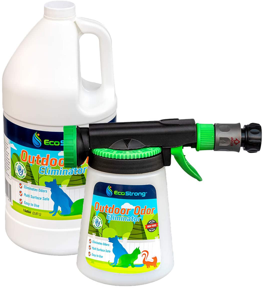 Eco Strong Outdoor Odor Eliminator | outside Dog Urine Enzyme Cleaner – Powerful Pet, Cat, Animal Scent Deodorizer | Professional Strength for Yard, Turf, Kennels, Patios, Decks Animals & Pet Supplies > Pet Supplies > Dog Supplies > Dog Kennels & Runs Eco Strong 128 Fl Oz (Pack of 1)  