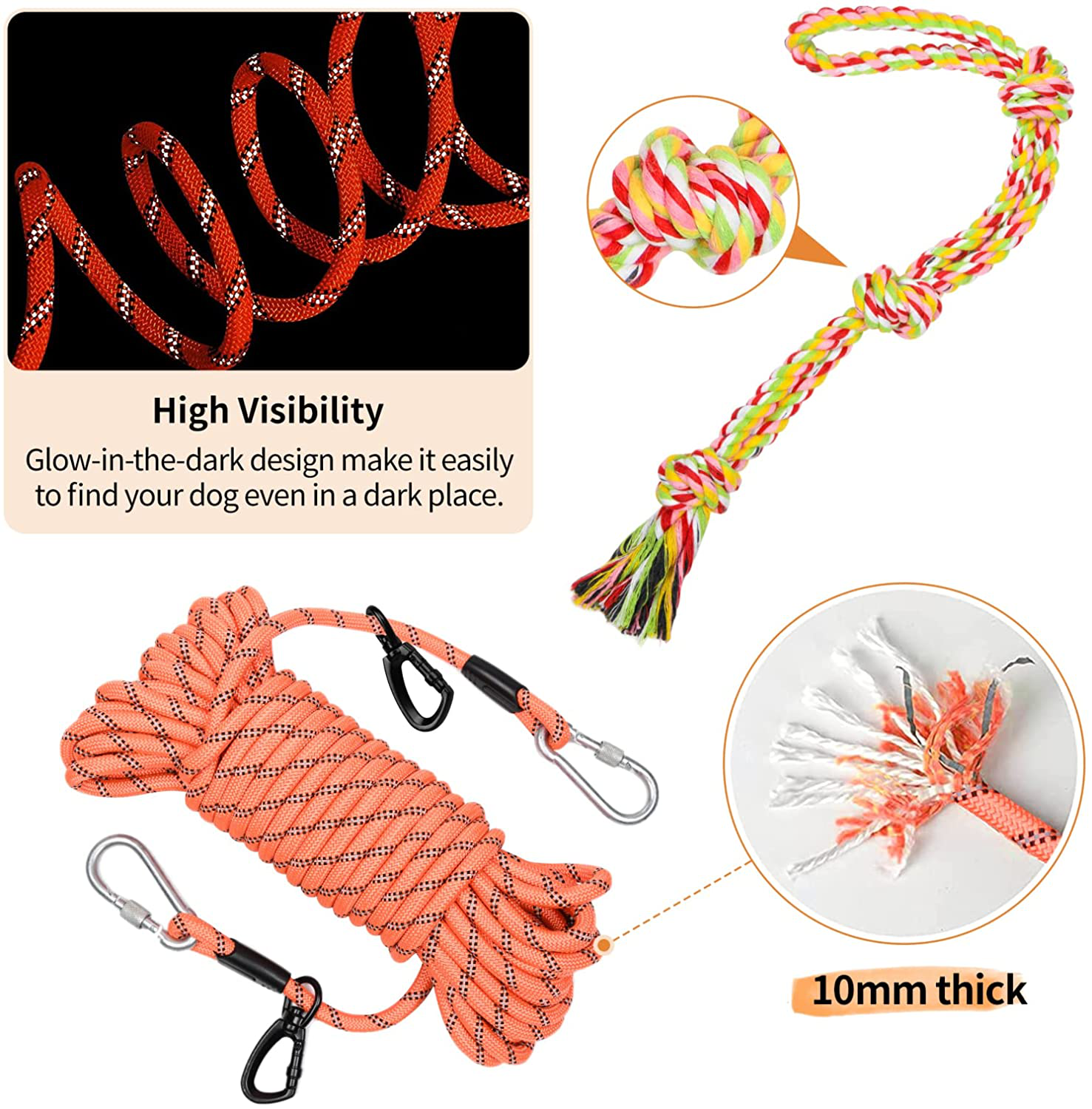 Dog Tie Out Cable for Yard, 50Ft Aerial Dog Runner Trolley System