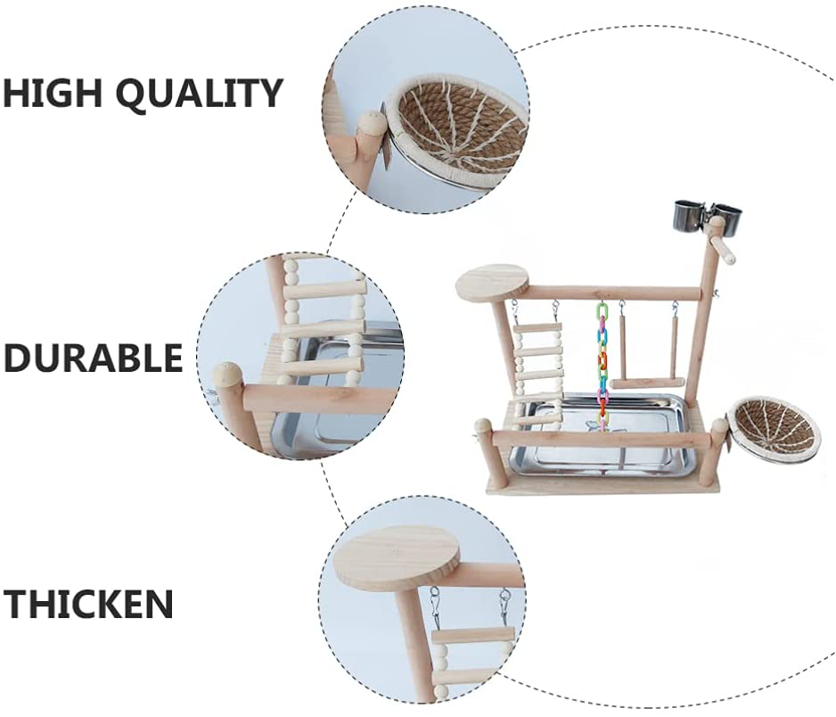 Balacoo Bird Play Stand Parrot Swing Playstand Cockatiel Playground Wood Perch Gym Playpen Ladder with Feeder Cups Toys Exercise Play Animals & Pet Supplies > Pet Supplies > Bird Supplies > Bird Gyms & Playstands balacoo   