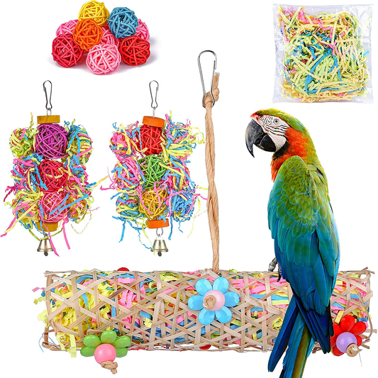 Bird Chewing Toys, 5 Pack Parrot Toys Hanging Foraging Shredder Toys Suitable for Small and Medium Parakeets Macaw Cockatiels Conure Budgie and Lovebirds Animals & Pet Supplies > Pet Supplies > Bird Supplies > Bird Toys REMIAWY   
