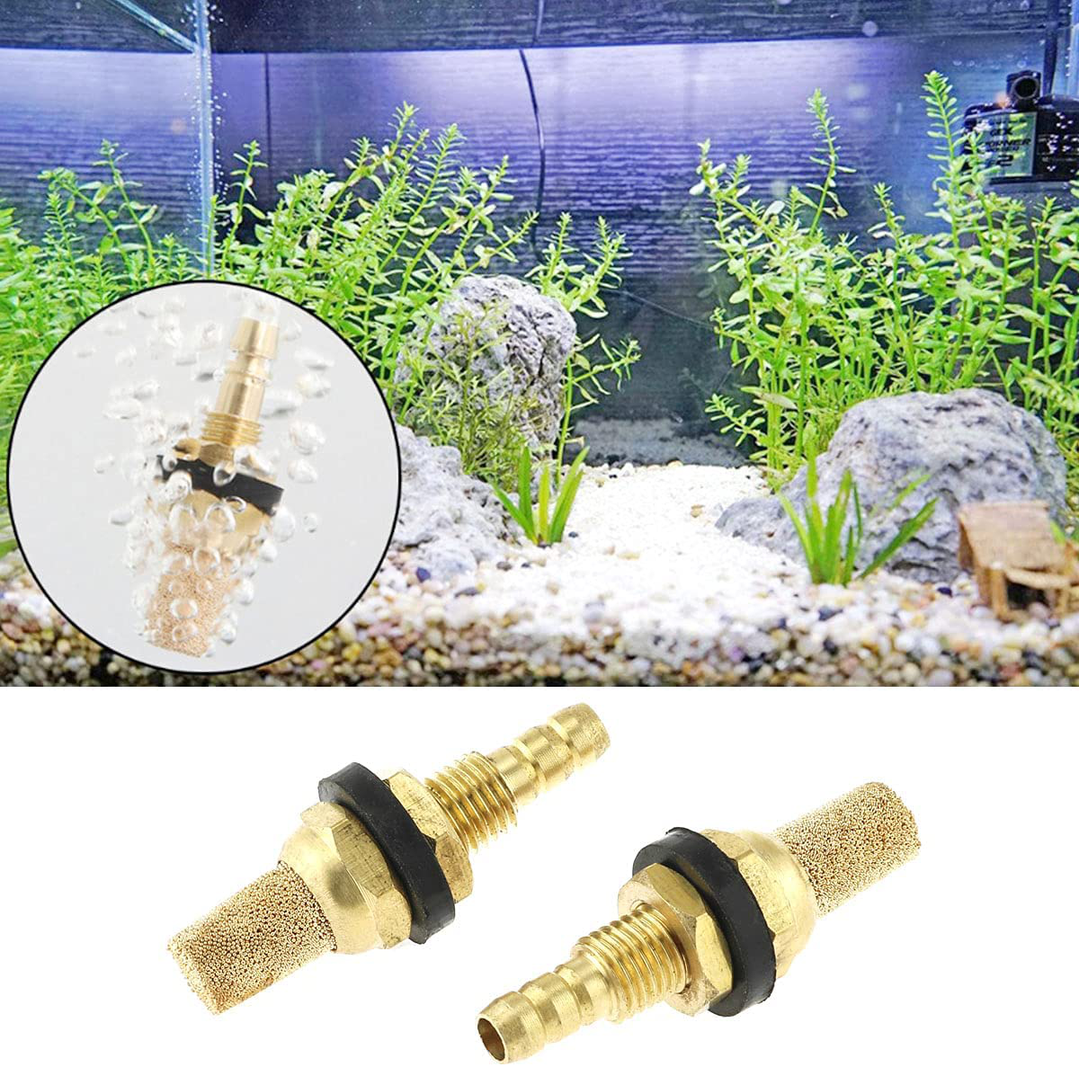 DGZZI Air Stone 2PCS Aquarium Copper Bubble Stones Airstones Fish Tank Bubble Diffuser Cylinder