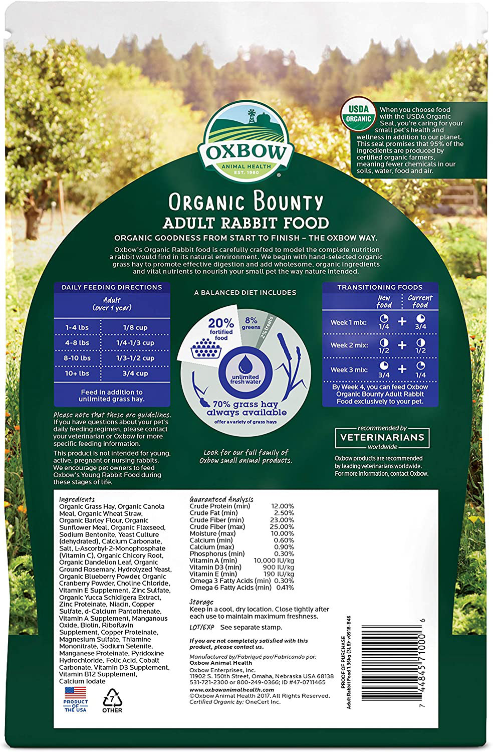 Oxbow Animal Health Organic Bounty Adult Rabbit Food - All Natural Rabbit Pellets - 3 Lb. Animals & Pet Supplies > Pet Supplies > Small Animal Supplies > Small Animal Food Oxbow   