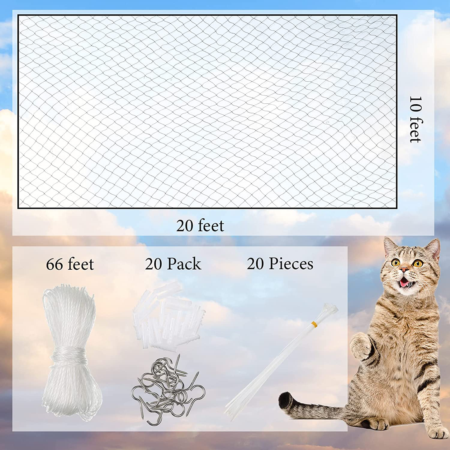 Cat Balcony Net Cat anti Fall Fence Dog Pet Net Nylon Deck Netting for Pets Black Balcony Netting Mesh Garden Netting for Balcony Window Stair Railing Pet Safety Guard Protection Outdoor Indoor Animals & Pet Supplies > Pet Supplies > Fish Supplies > Aquarium Fish Nets Shappy   