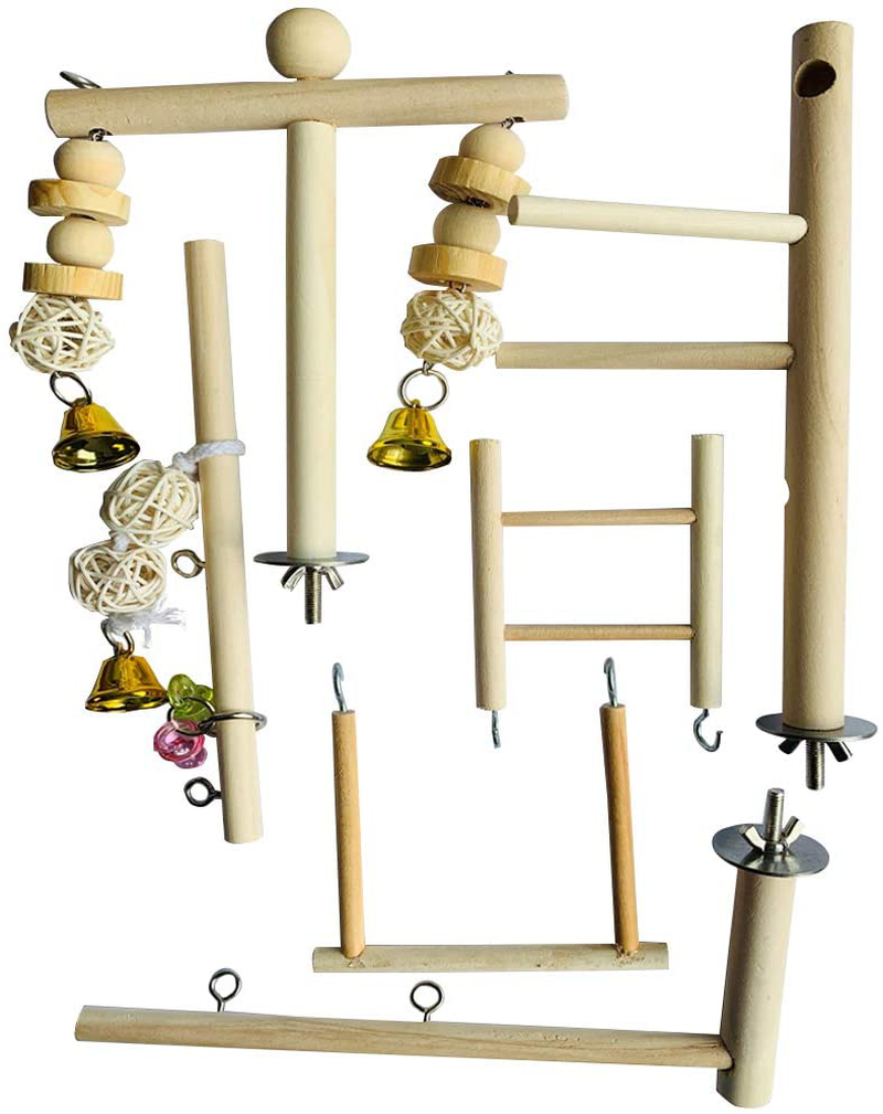 PINVNBY Bird Playground Parrot Play Gym Parakeet Cage Play Stand Wooden Perches Playpen Ladders Conure Chewing Climbing Swing Toy Birdcage Accessories for Small Cockatoo Cockatiel Lovebirds Budgie Animals & Pet Supplies > Pet Supplies > Bird Supplies > Bird Gyms & Playstands PINVNBY   