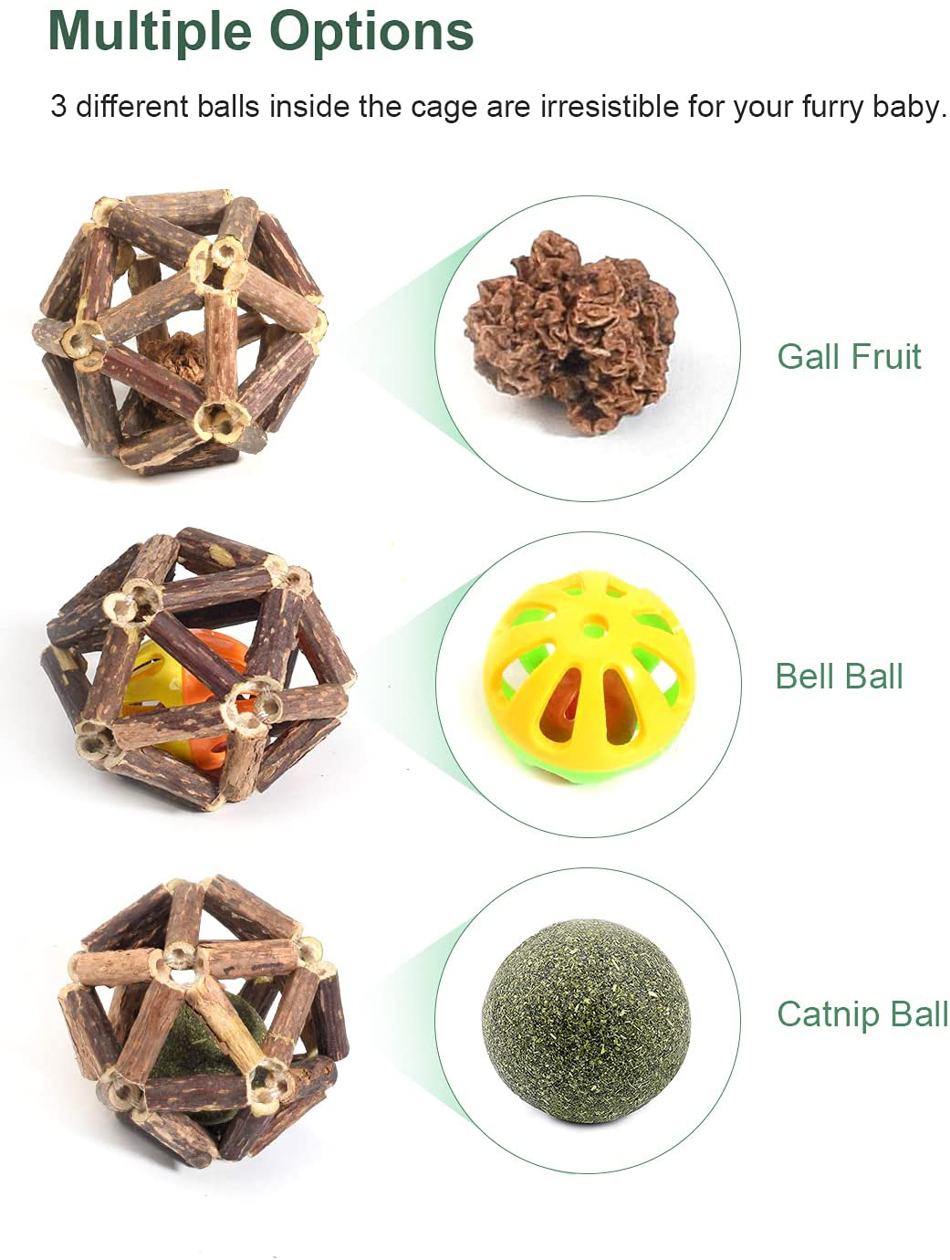 Potaroma Silvervine Stick Cage Balls, Edible for Cats, Catnip Gall Fruit Bell Balls, Catmint Toys for Indoor Kitty, Dental Cat Toy for Teeth Cleaning, Matatabi Cat Chew Toy for Kitten Lick Animals & Pet Supplies > Pet Supplies > Cat Supplies > Cat Toys Potaroma   