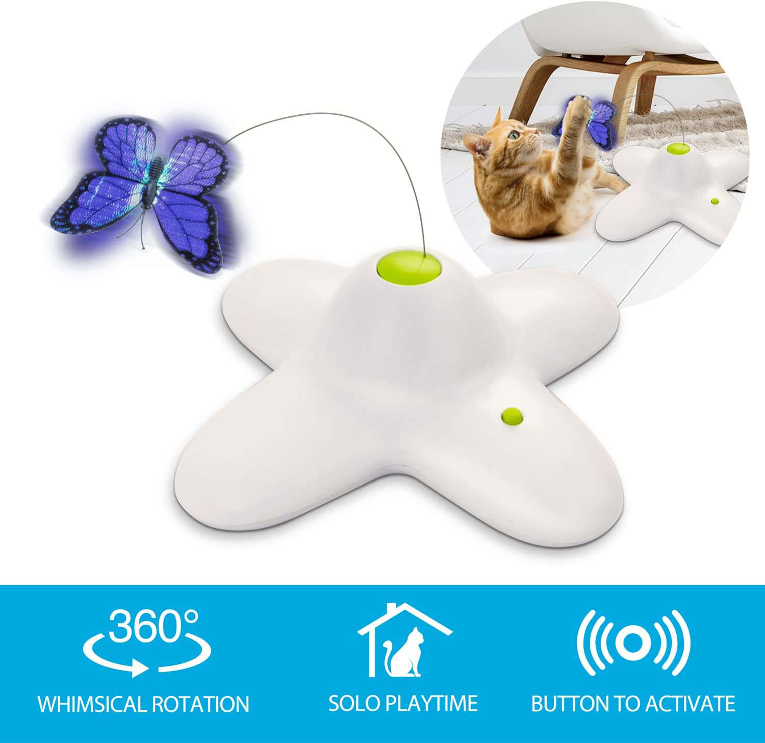 All for Paws Interactive Flutter Bug Cat Butterfly Toy with Two Replacements Kitten Toys for Indoor Cats Animals & Pet Supplies > Pet Supplies > Cat Supplies > Cat Toys AFP   