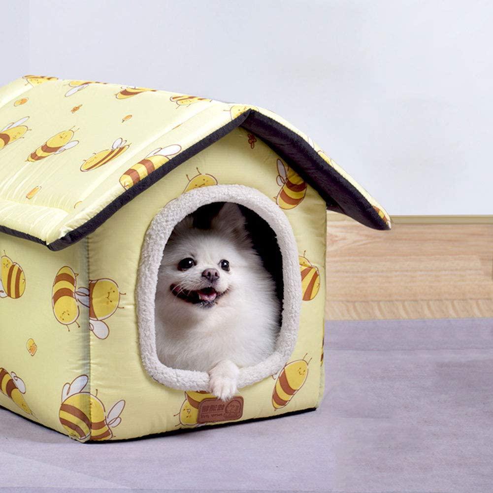Runing Pet Dog House Room Cat Tent Bed, Kitty House Self Warming Dog Cat Bed Pet Crates for Dogs Portable Folding Kennel for Pets Indoor Outdoor
