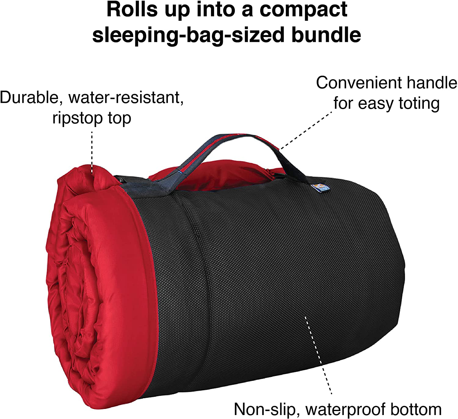 Kurgo Waterproof Dog Bed, Outdoor Bed for Dogs |Portable Bed Roll for Pets, Travel |Hiking, Camping, Wander Loft Dog Bed |Chili Red (Medium) Animals & Pet Supplies > Pet Supplies > Dog Supplies > Dog Beds Kurgo   