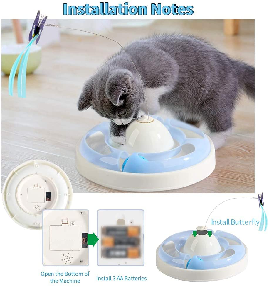 We-Ha Interactive Cat Toys Automatic Electric Rotating Butterfly Ball Exercise Kitten Toy Funny Cat Teaser Toys for Indoor Cats 3 Flashing Butterfly 360 Rotate Clockwise or Counterclockwise Animals & Pet Supplies > Pet Supplies > Cat Supplies > Cat Toys We-Ha   