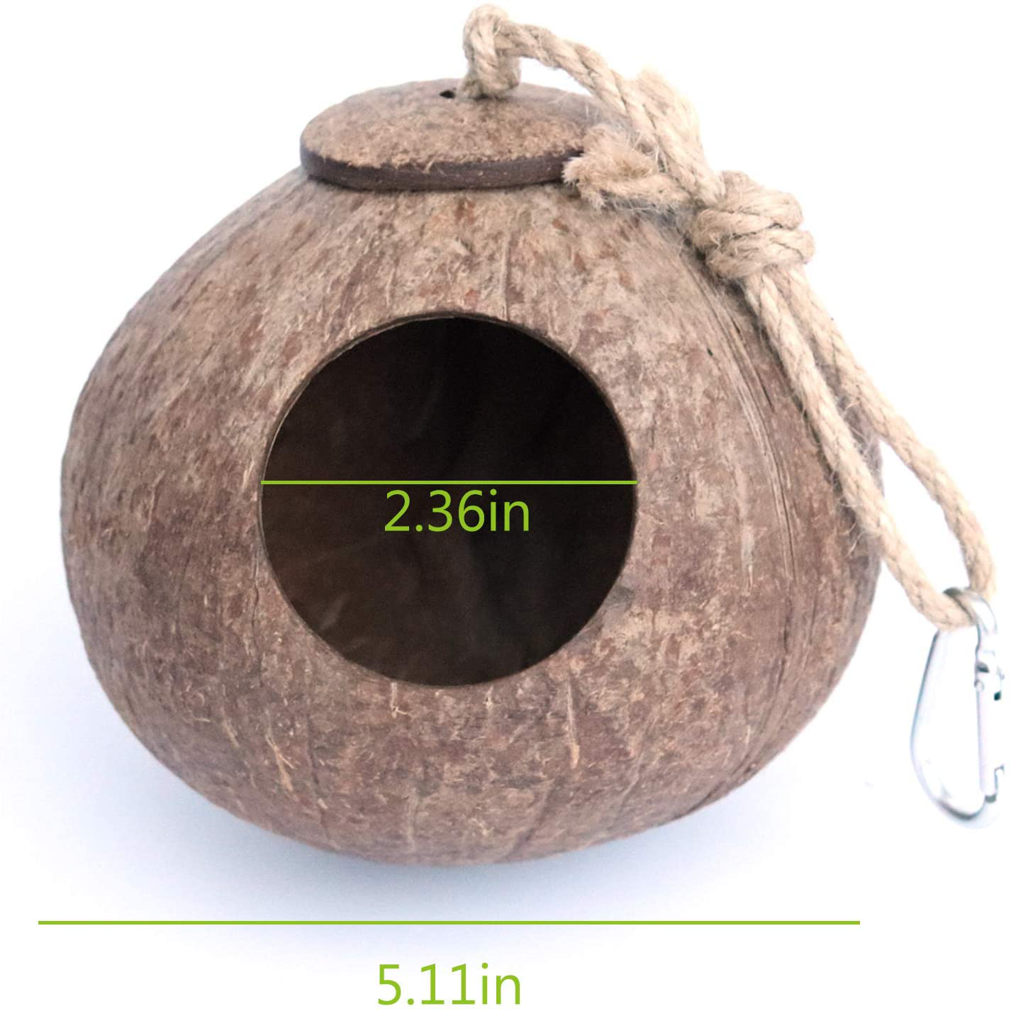 Gecko Coconut Husk Hut, Bird Hut Nesting House Hideouts Hanging Home, Treat & Food Dispenser, Durable Cave Habitat with Hanging Loop for Crested Gecko, Reptiles, Amphibians and Small Animals Animals & Pet Supplies > Pet Supplies > Small Animal Supplies > Small Animal Habitat Accessories Besimple   