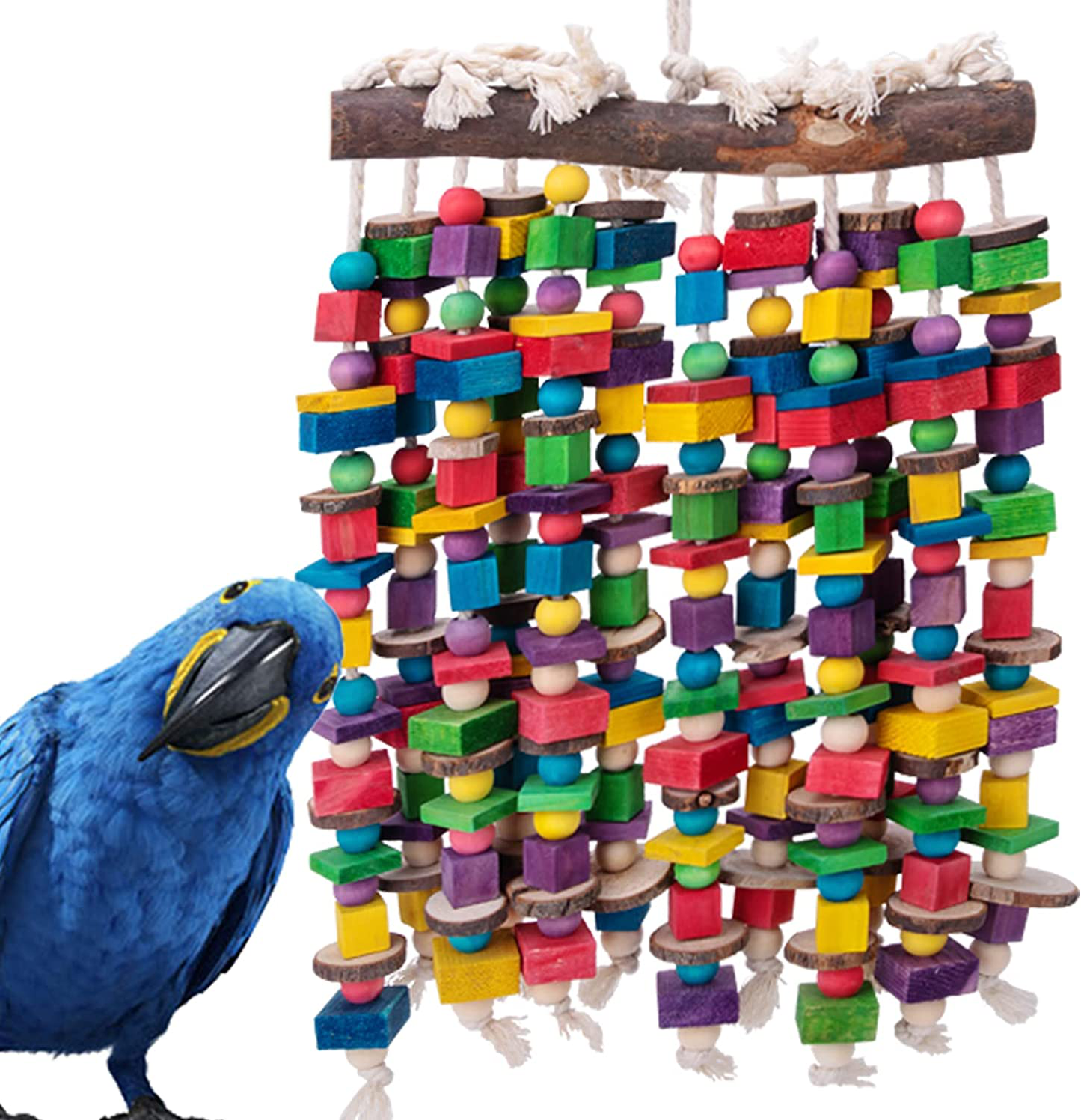 DELOKY Large Bird Parrot Chewing Toy - Multicolored Natural Wooden Blocks Bird Tearing Toys Suggested for Macaws Cockatoos,African Grey and a Variety of Amazon Parrots(X- Large) Animals & Pet Supplies > Pet Supplies > Bird Supplies > Bird Toys DELOKEY   