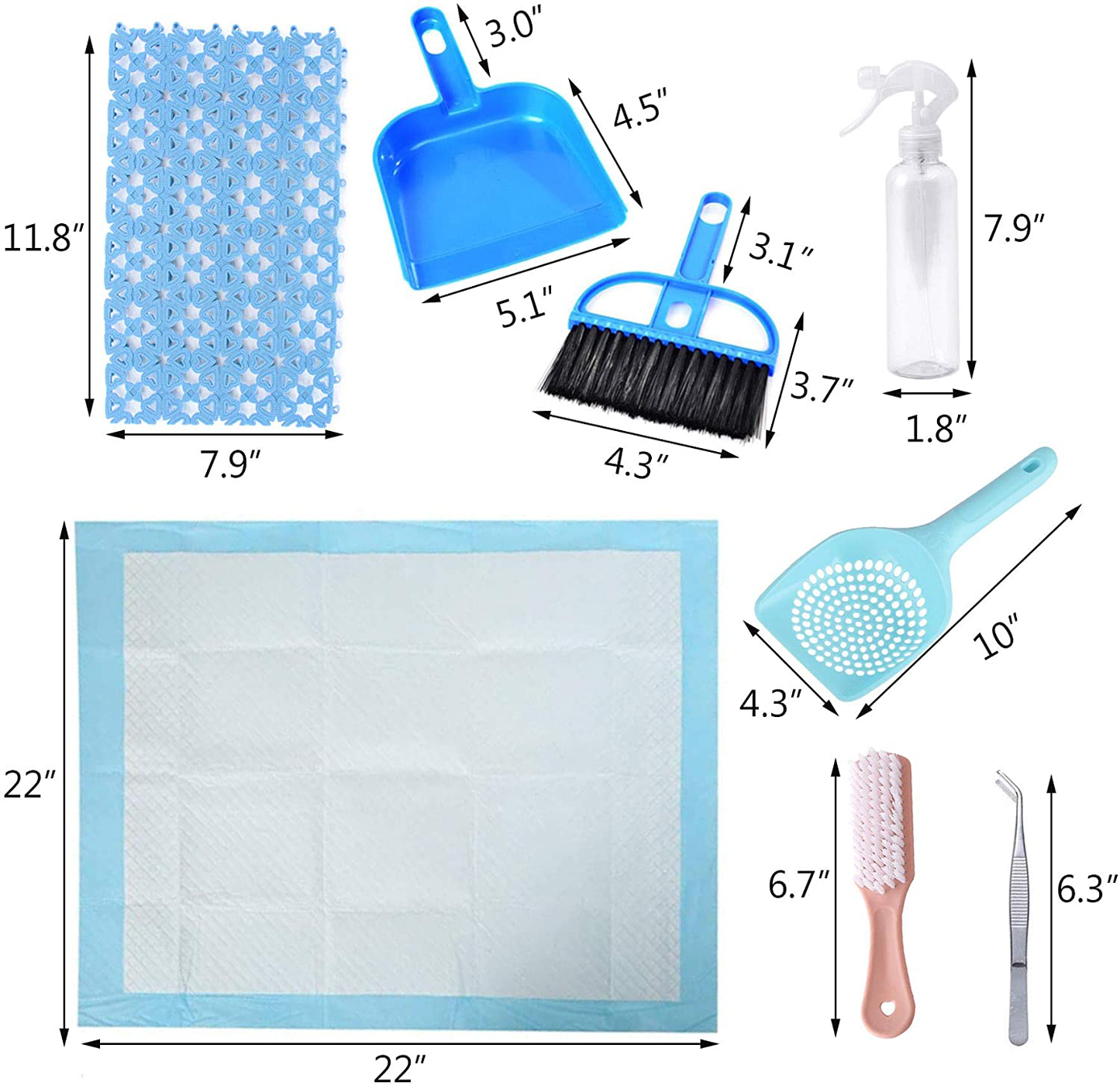 Hamiledyi Small Pet Cage Cleaner Set, Disposable Rabbit Cage Liner, Guinea Pig Playpen Mini Hand Broom Dustpan, Cleaning Brush Sand Scooper Floor for Rabbit Chinchilla Hedgehogs Animals & Pet Supplies > Pet Supplies > Small Animal Supplies > Small Animal Bedding Hamiledyi   
