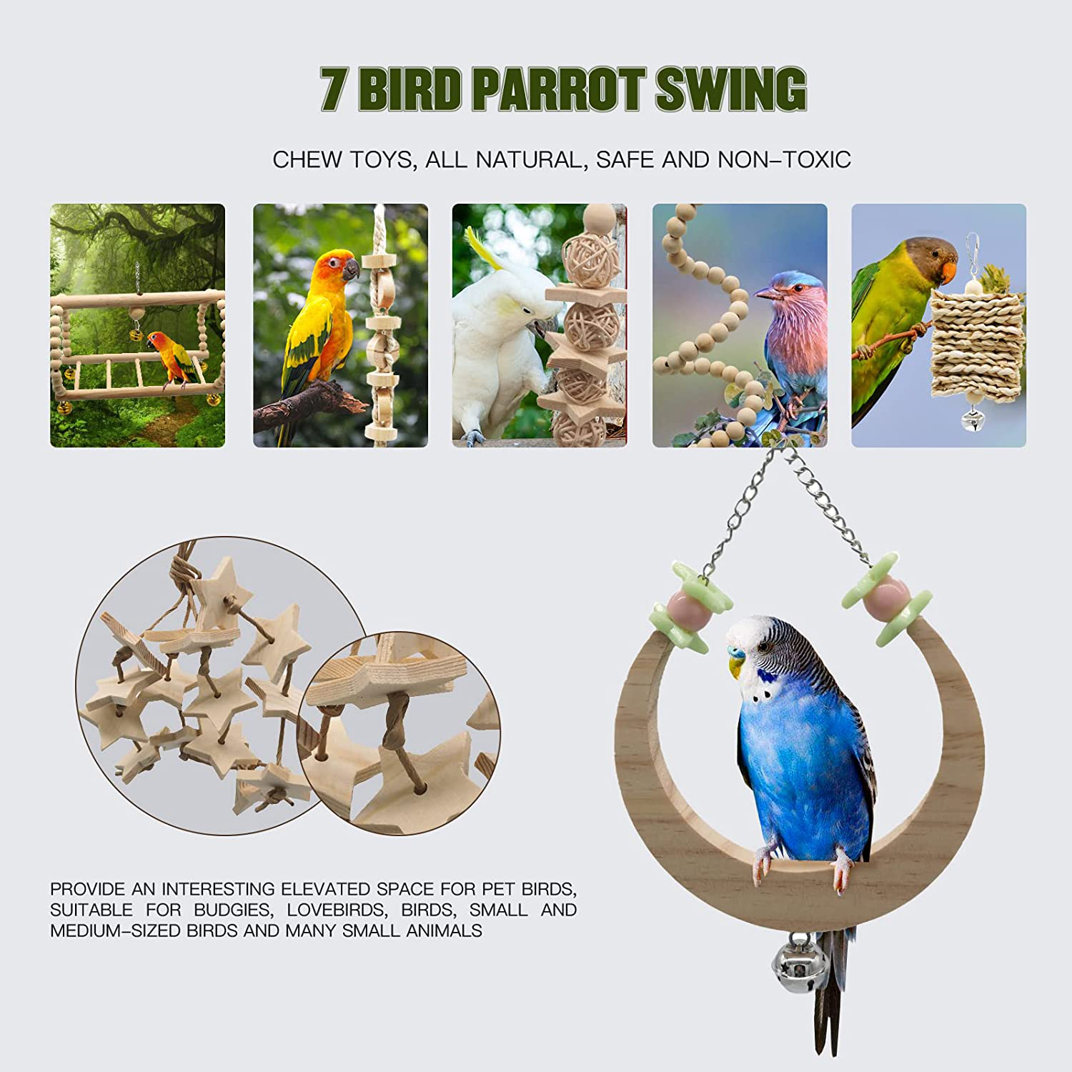 G-HY Bird Parrot Swing, Chew Toy Toys, All Natural and Safe Non-Toxic, Suitable for Small Parakeets, Budgies, Conures, Finches, Love Birds and Other Small and Medium-Sized Parrots Animals & Pet Supplies > Pet Supplies > Bird Supplies > Bird Cage Accessories G-HY   