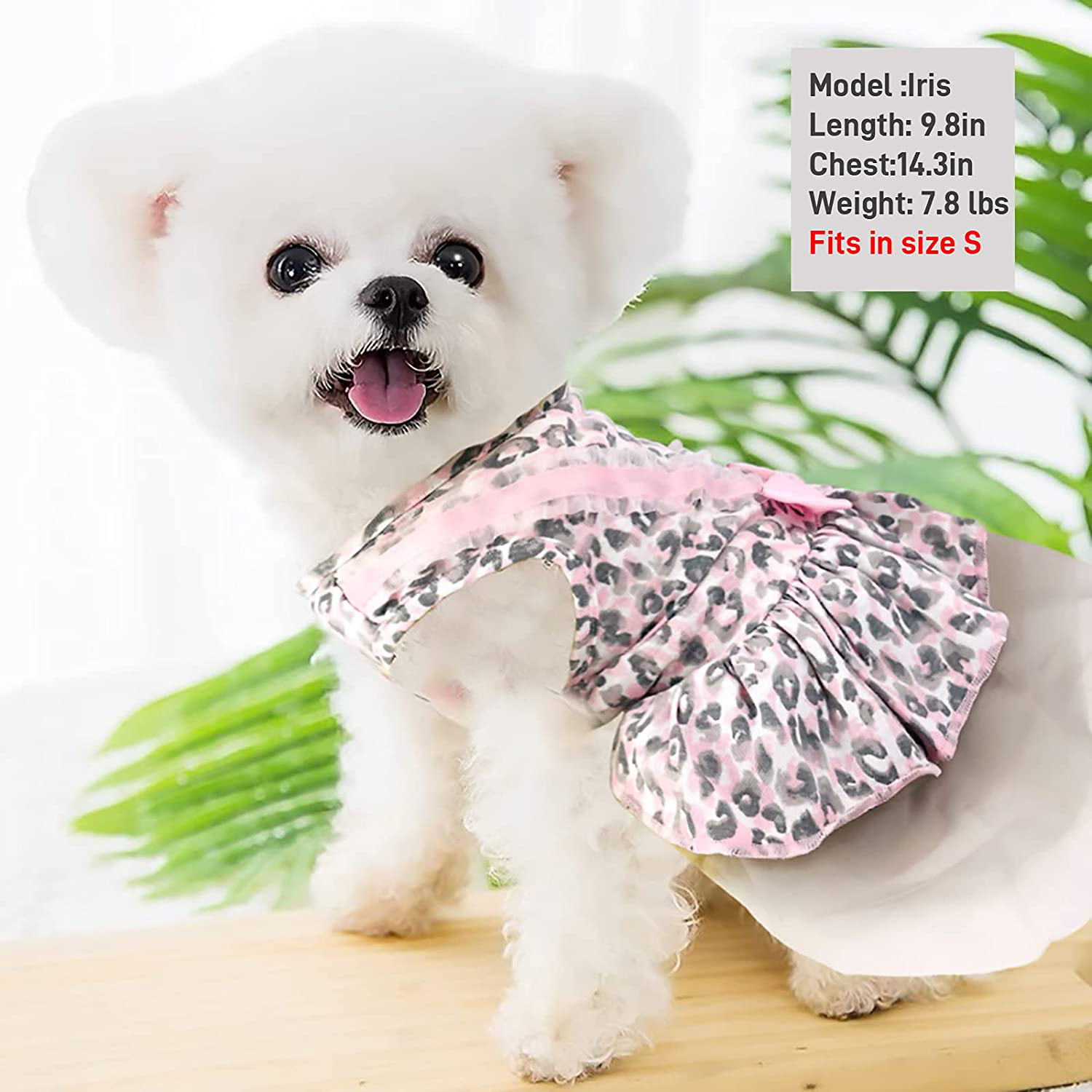 Small Dog Dress - Cute Dog Clothes Dog Tutus Dog Apparel Puppy Outfits Puppy Dresses for Girl Small Dogs (Pink Leopard, S(4.5-7Lb)) Animals & Pet Supplies > Pet Supplies > Dog Supplies > Dog Apparel JDIYMI   